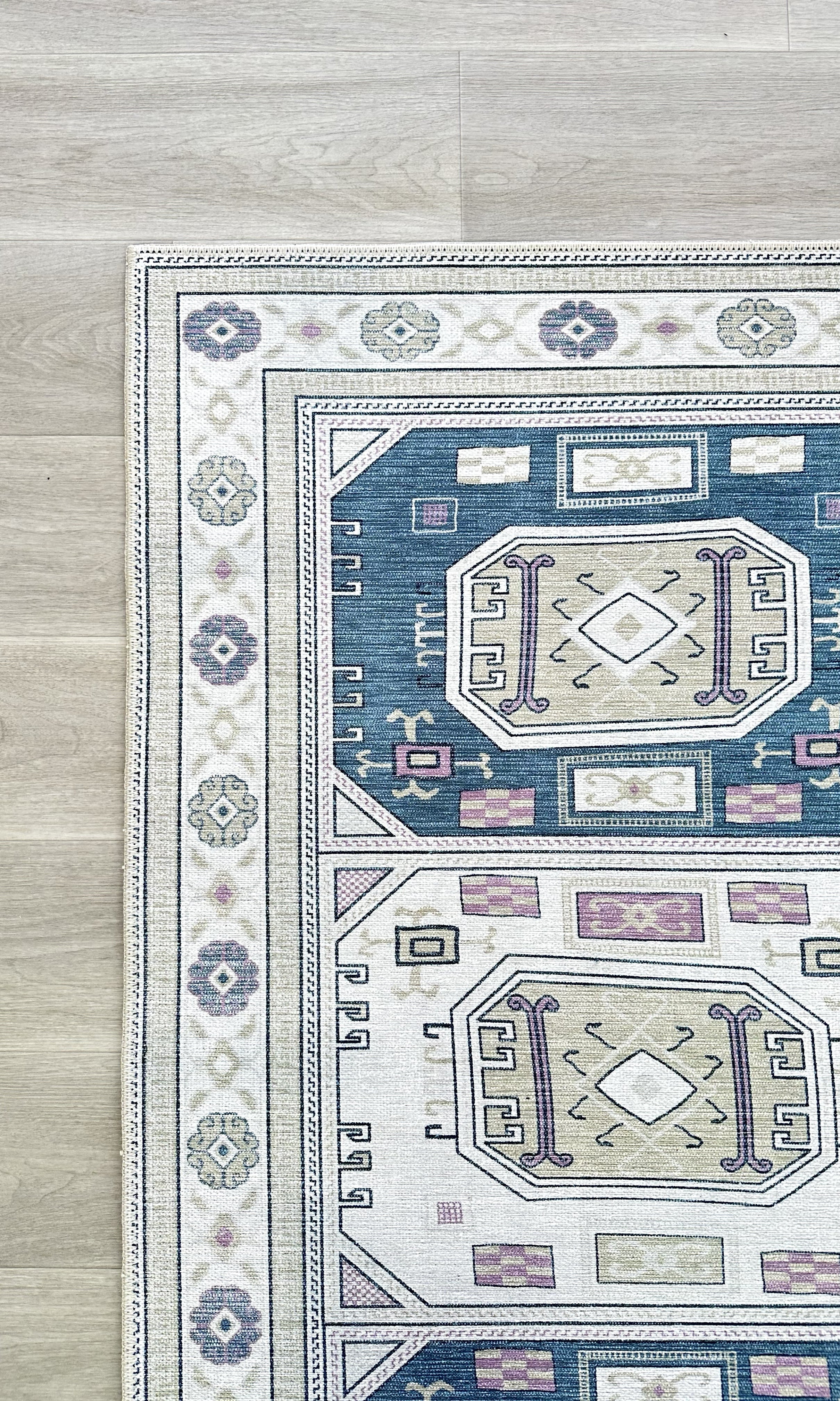 Amaan Cream Navy Modern Turkish Rug