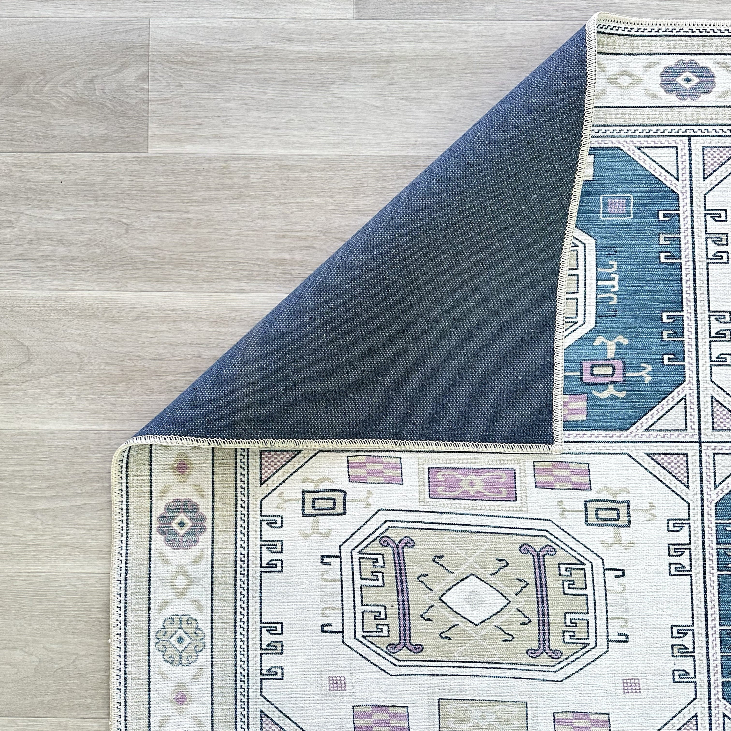 Amaan Cream Navy Modern Turkish Rug
