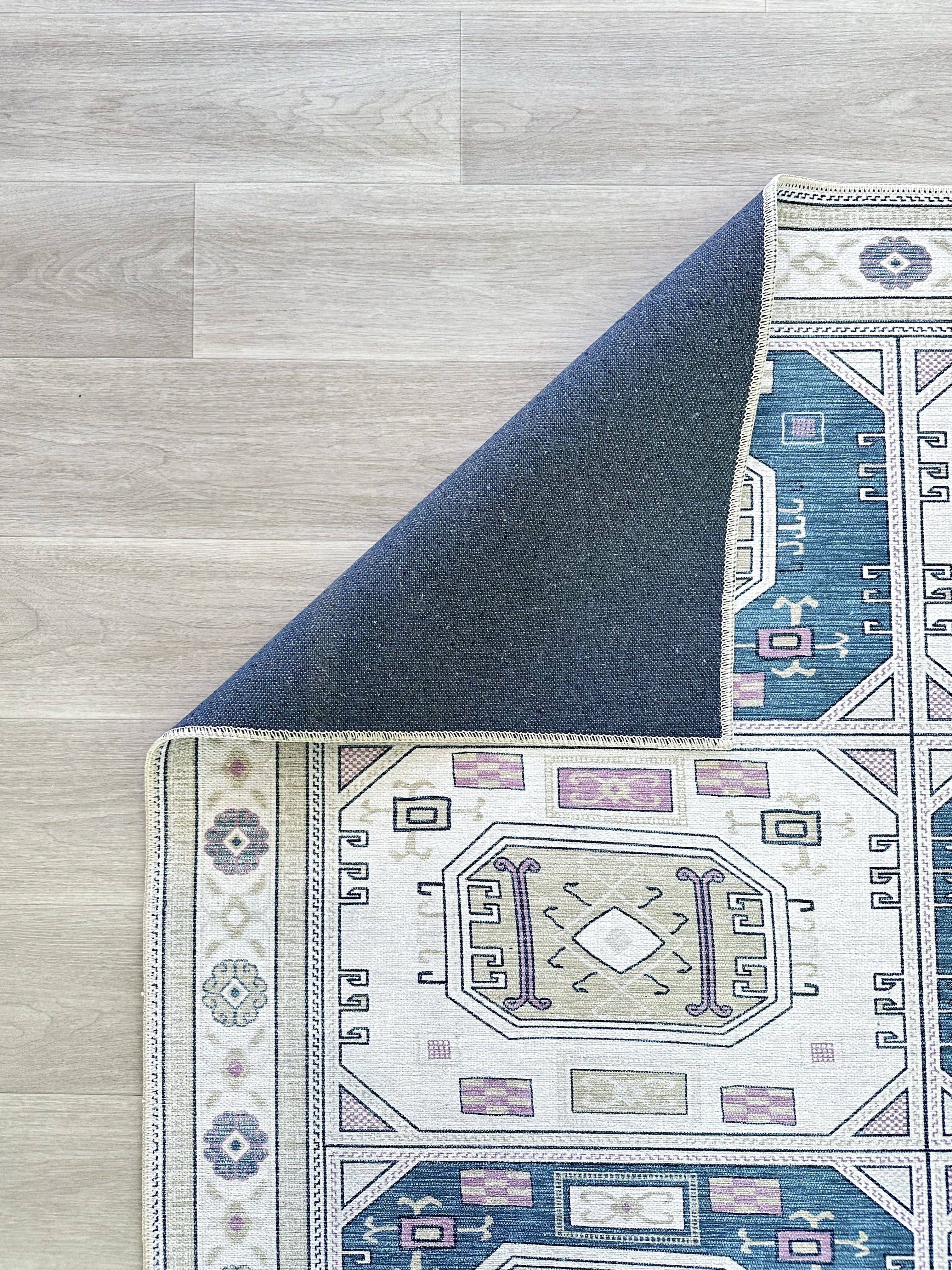 Amaan Cream Navy Modern Turkish Rug