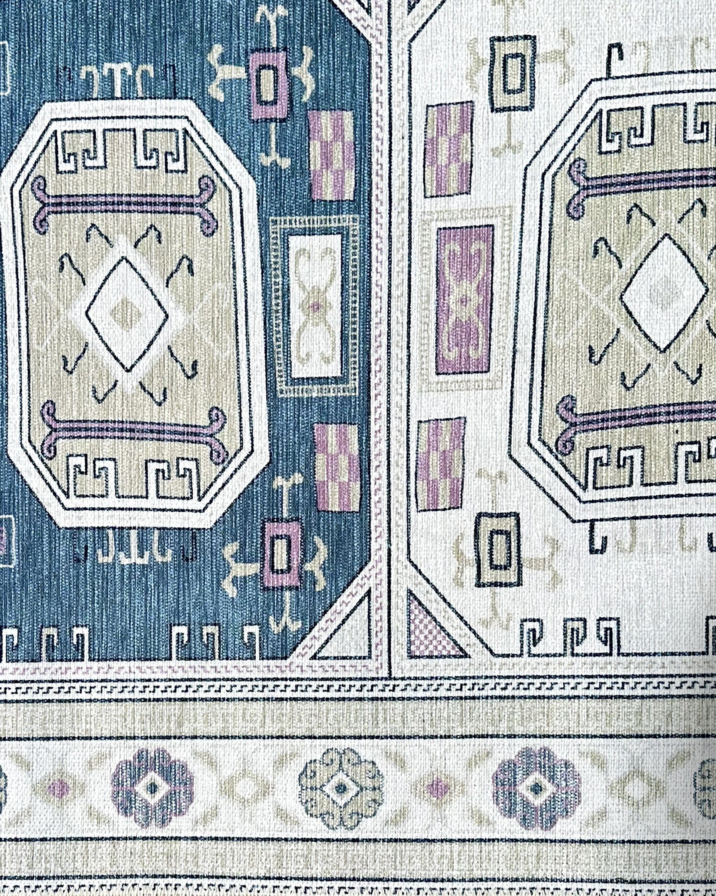 Amaan Cream Navy Modern Turkish Rug