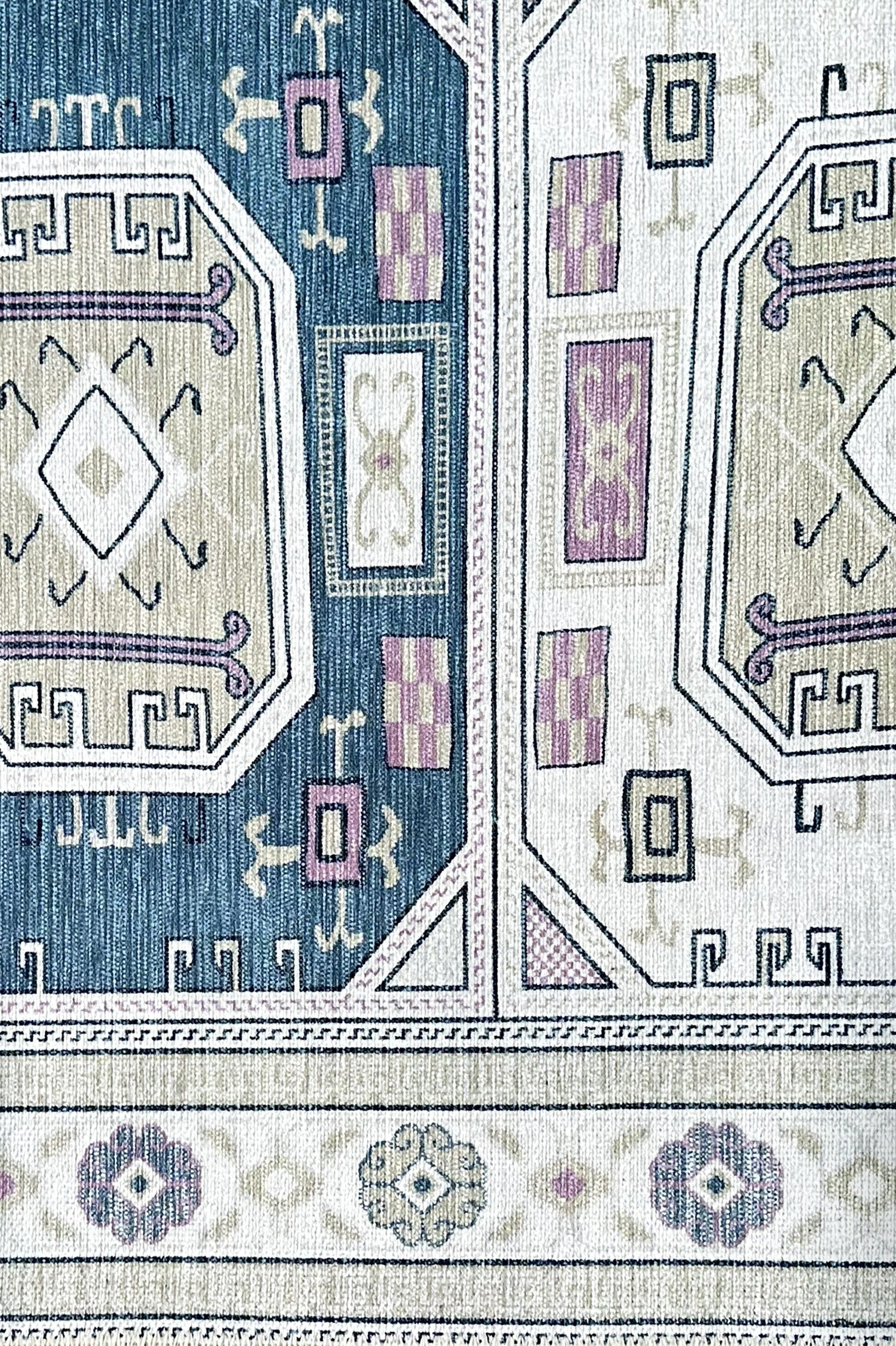 Amaan Cream Navy Modern Turkish Rug