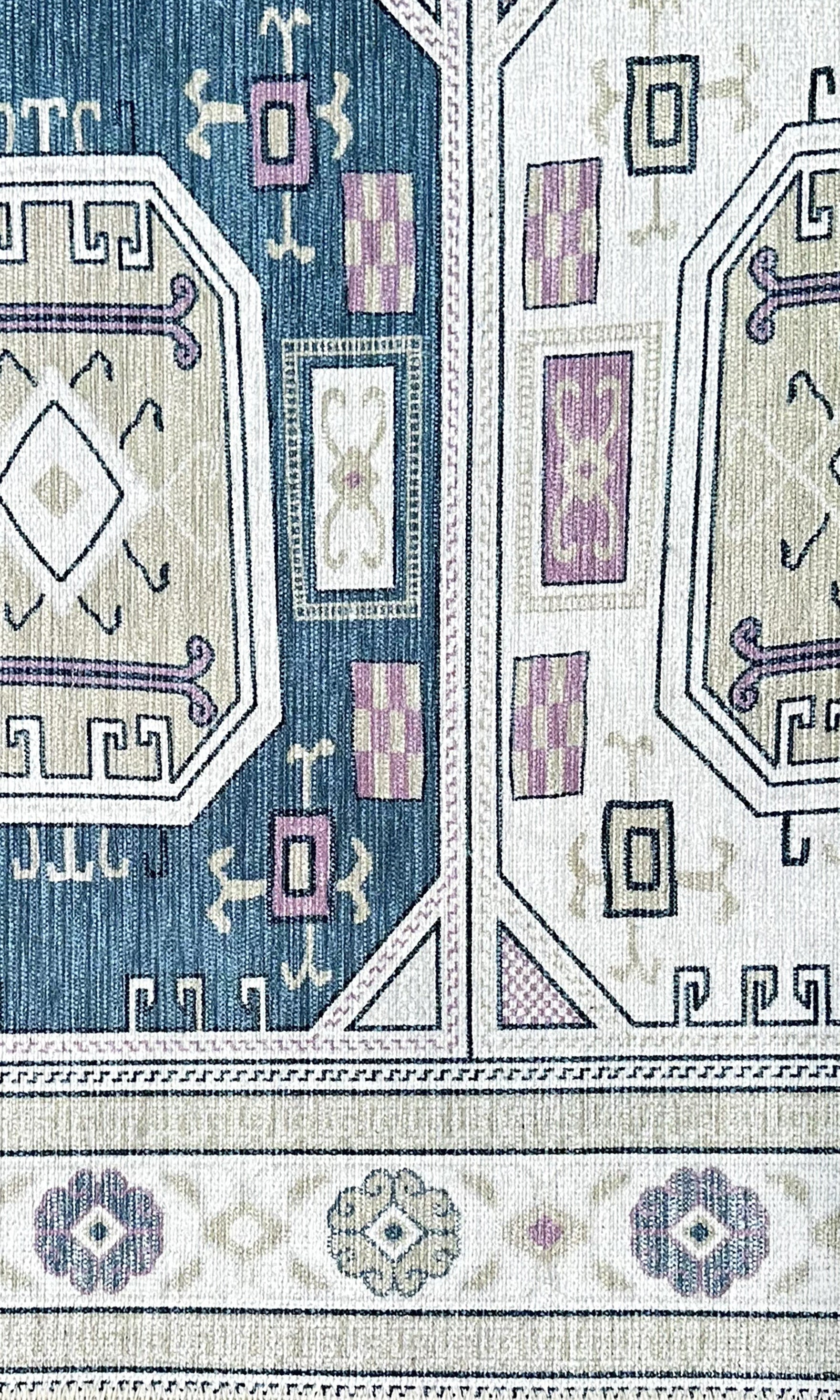 Amaan Cream Navy Modern Turkish Rug