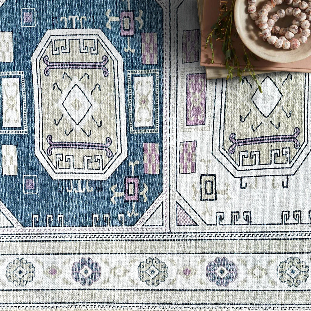 Amaan Cream Navy Modern Turkish Rug