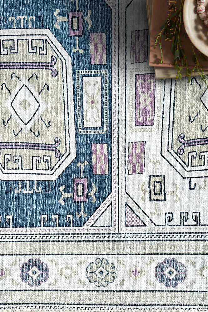 Amaan Cream Navy Modern Turkish Rug