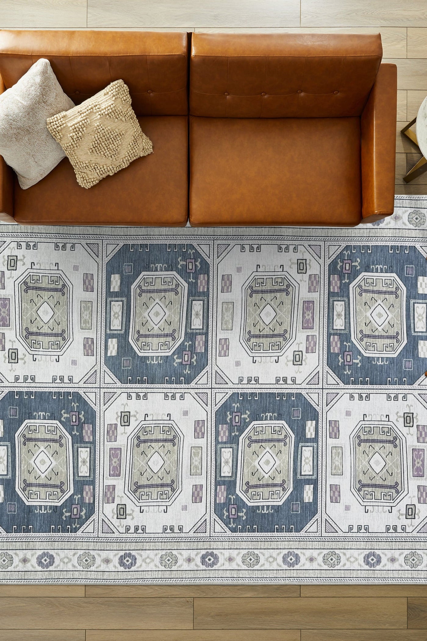 Amaan Cream Navy Modern Turkish Rug