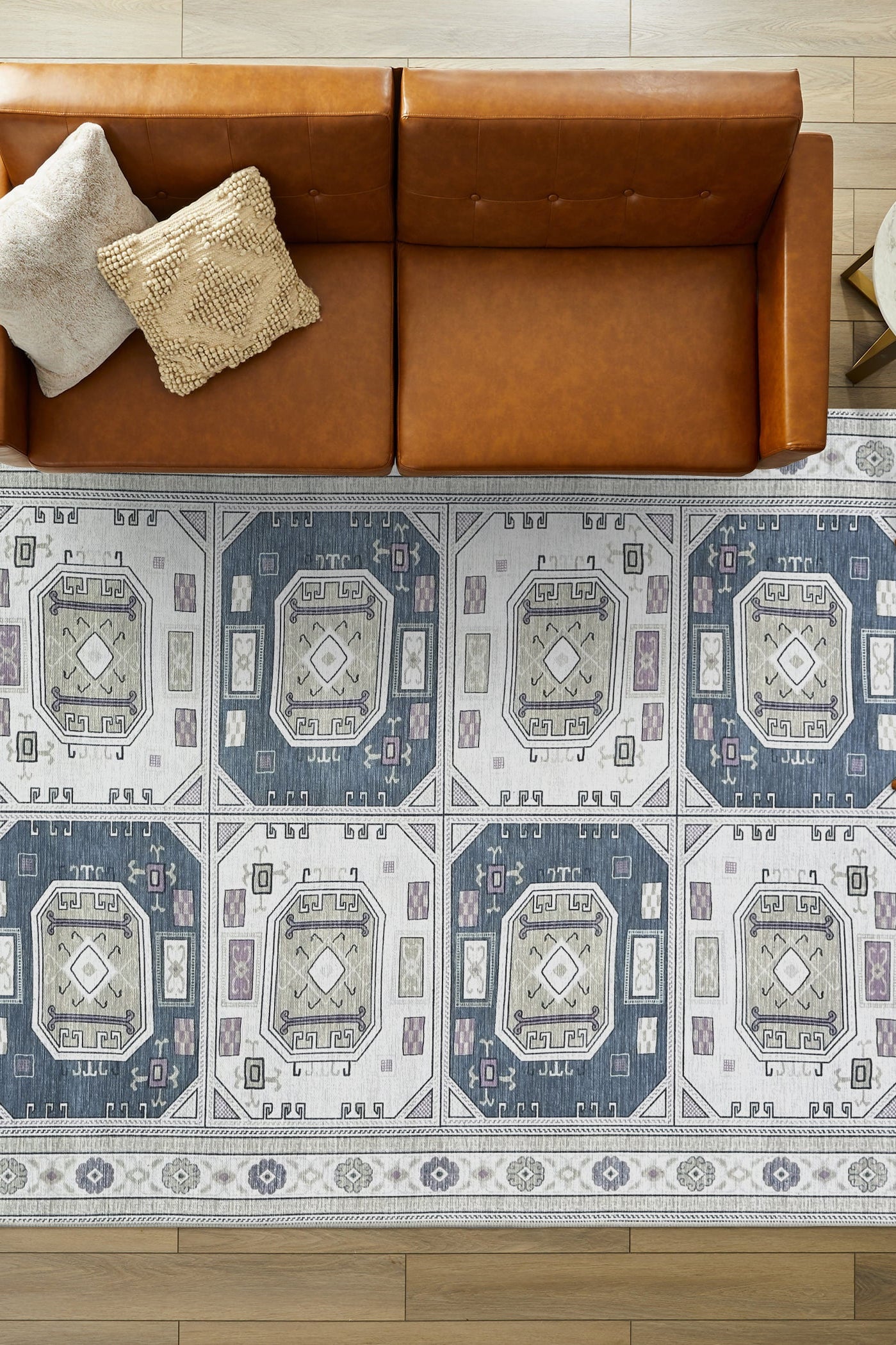 Amaan Cream Navy Modern Turkish Rug