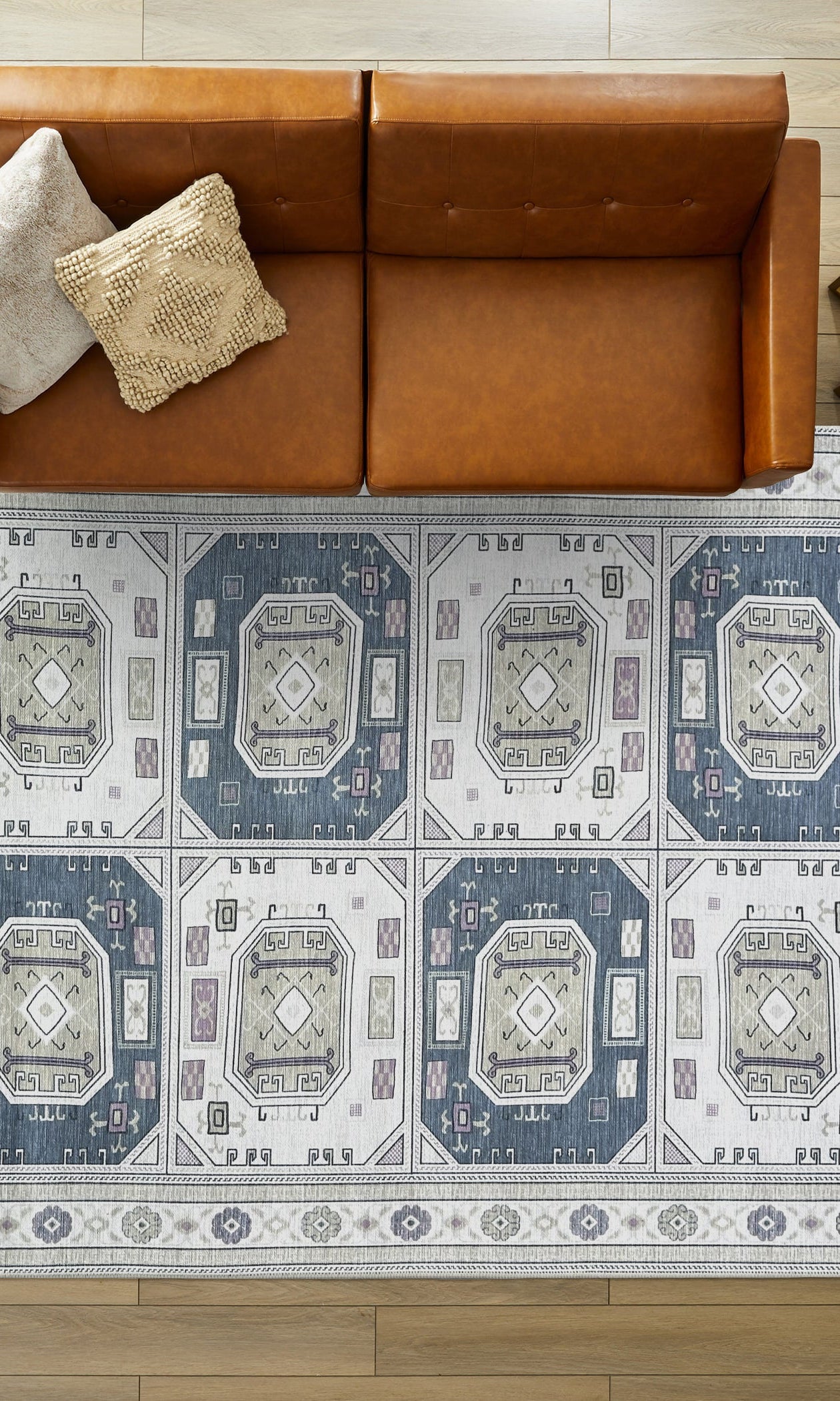 Amaan Cream Navy Modern Turkish Rug