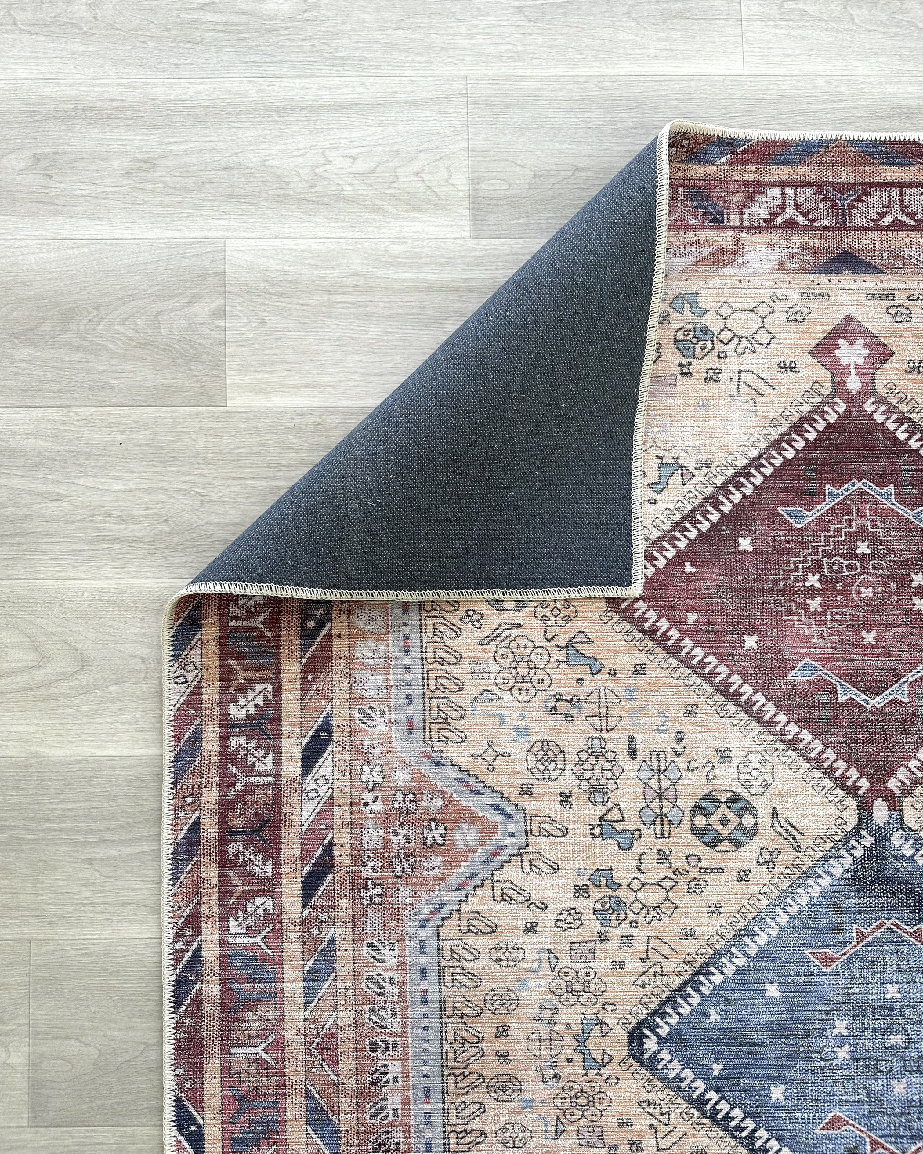 Azanna Terracotta Blue Beige Modern Turkish Rug