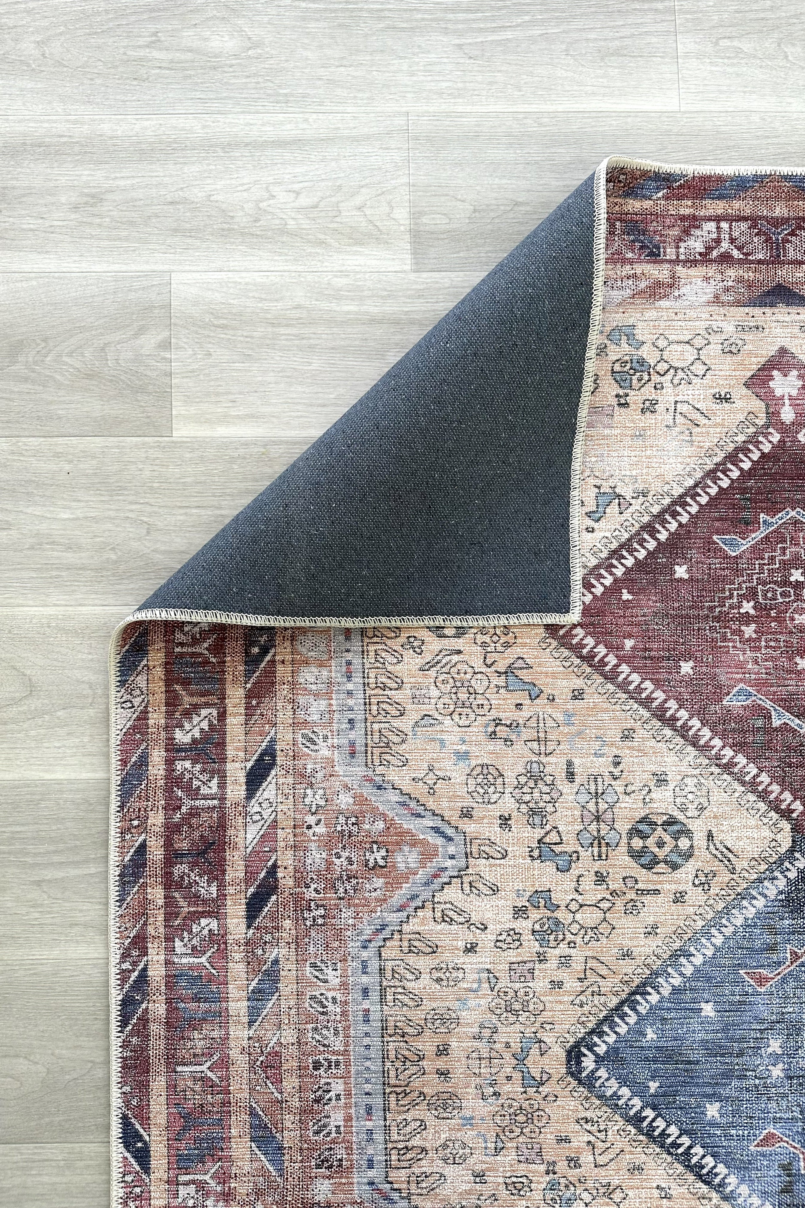 Azanna Terracotta Blue Beige Modern Turkish Rug