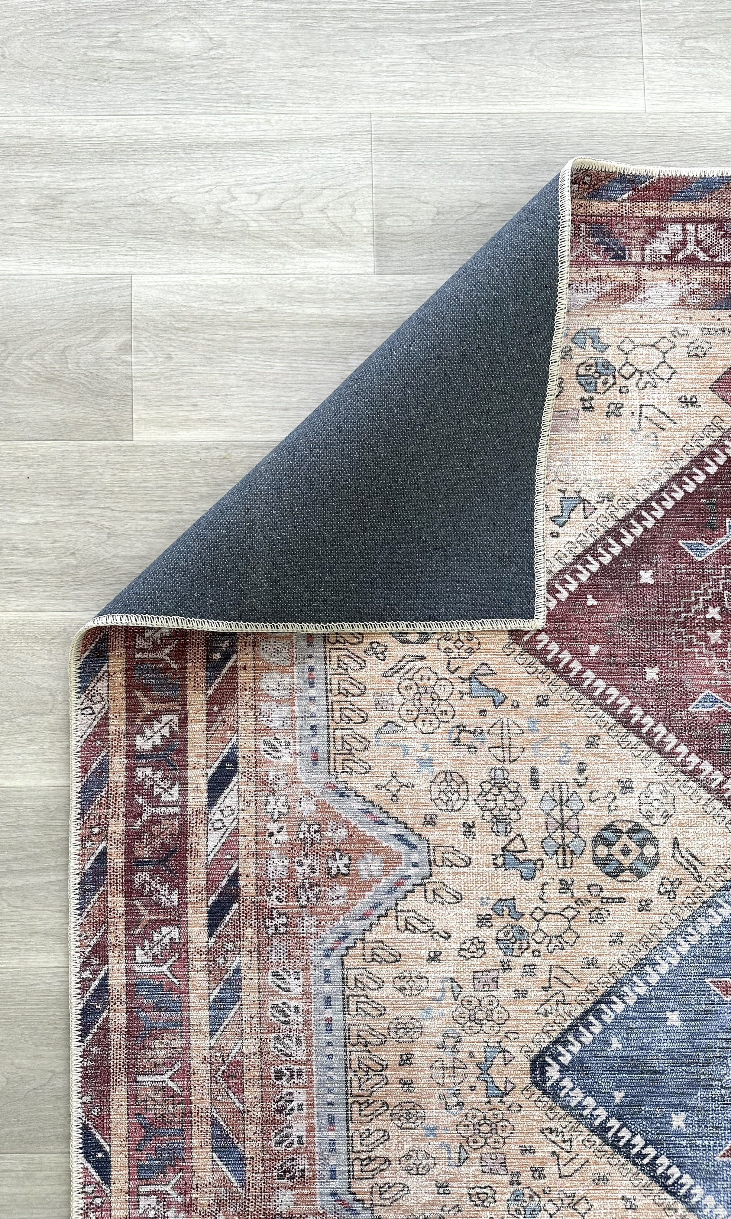 Azanna Terracotta Blue Beige Modern Turkish Rug