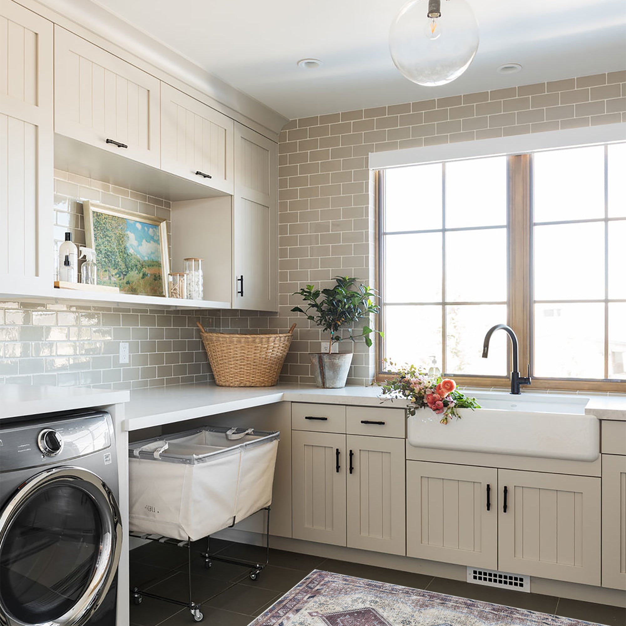 Azanna Terracotta Blue Beige Modern Turkish Rug