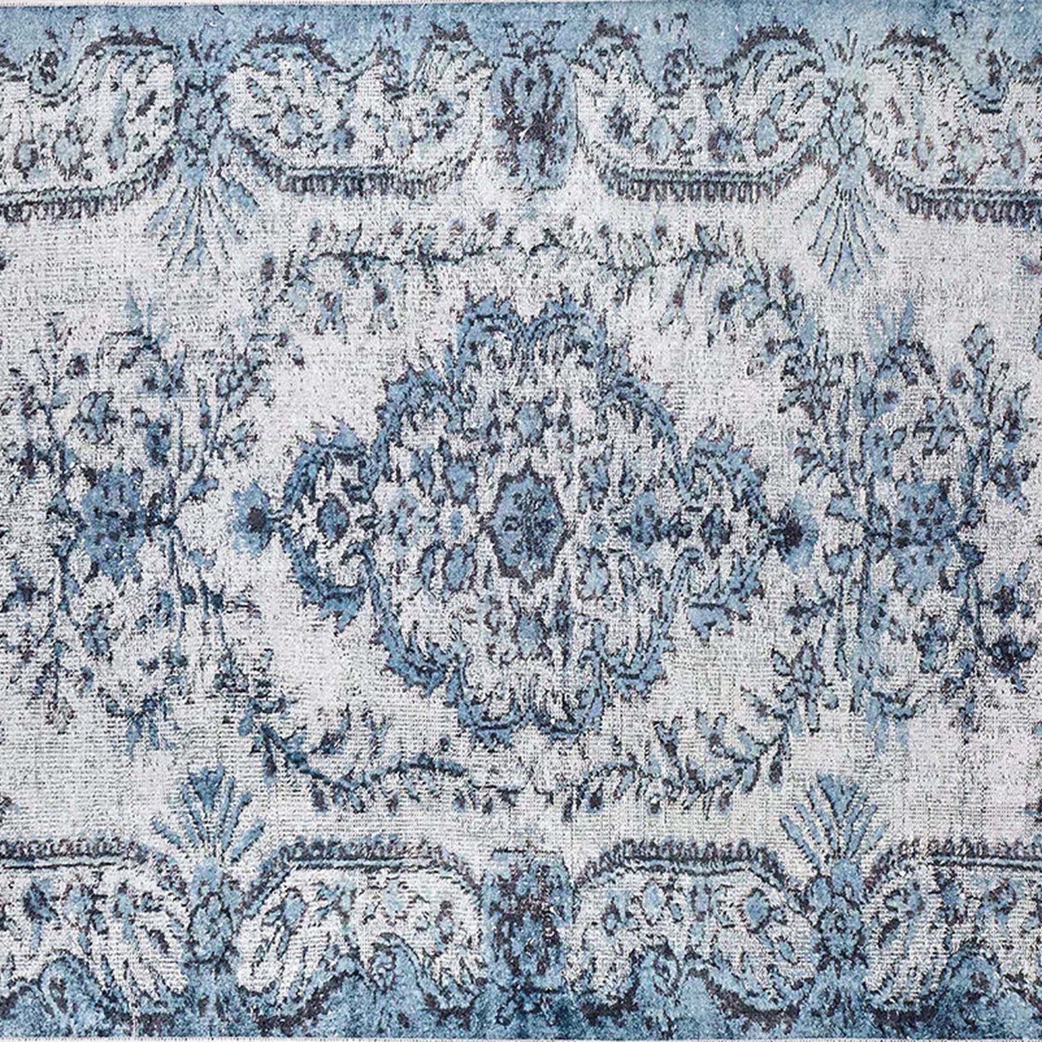 Mona Distressed Turkish Blue Rug
