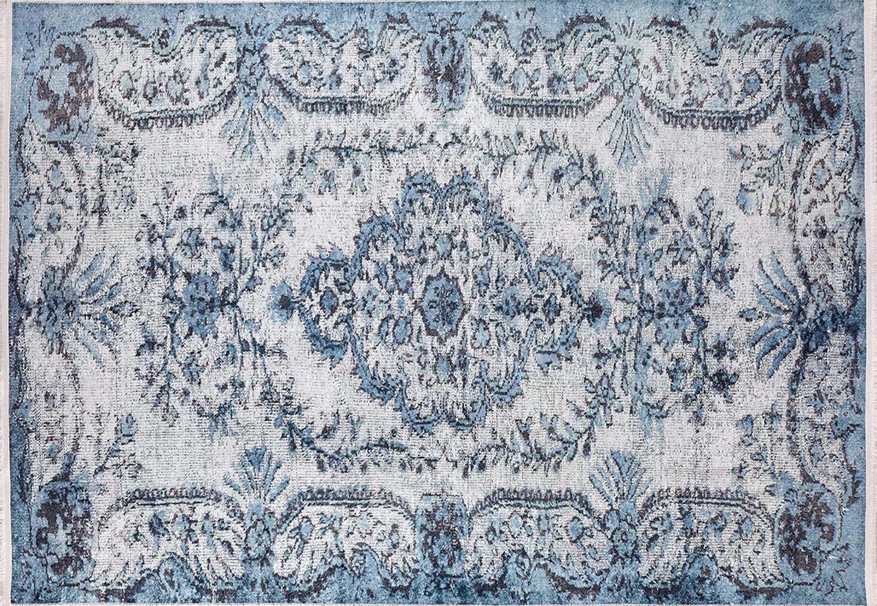 Mona Distressed Turkish Blue Rug