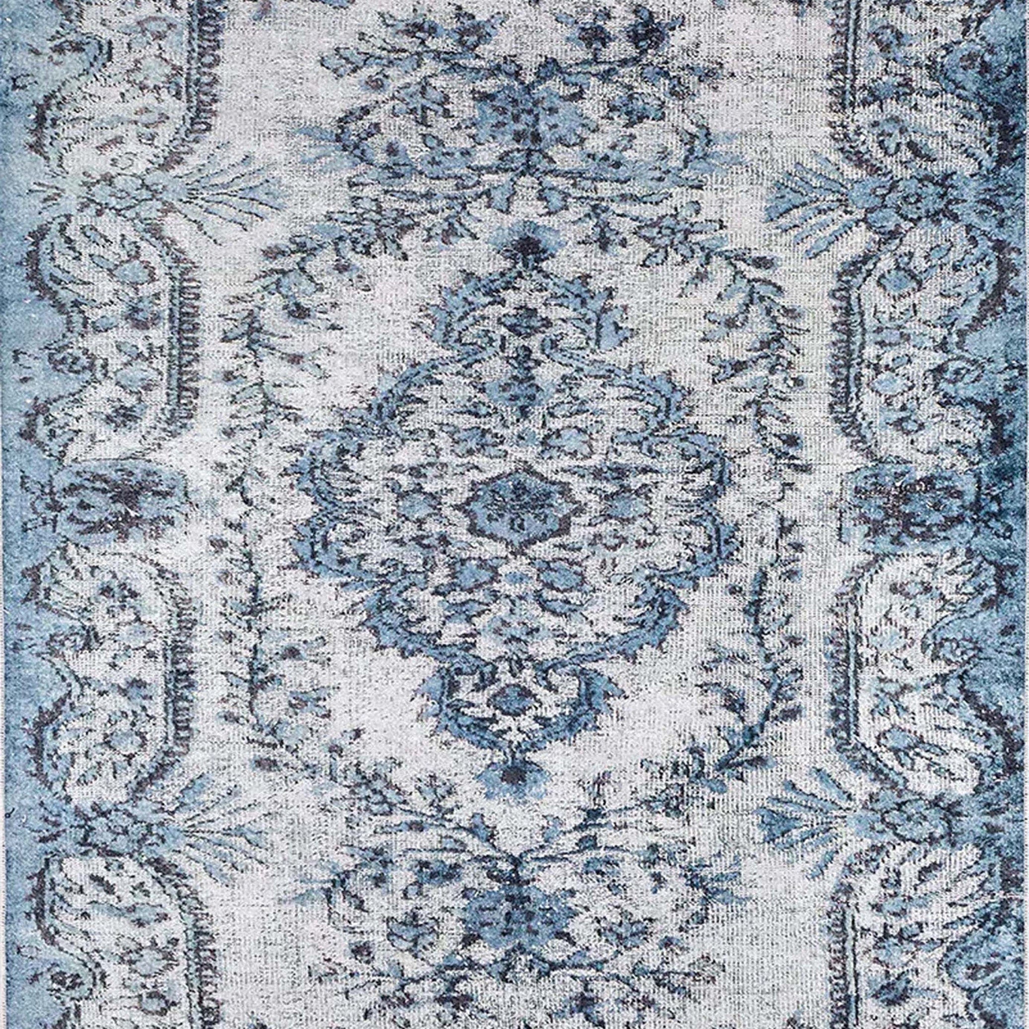 Mona Distressed Turkish Blue Rug