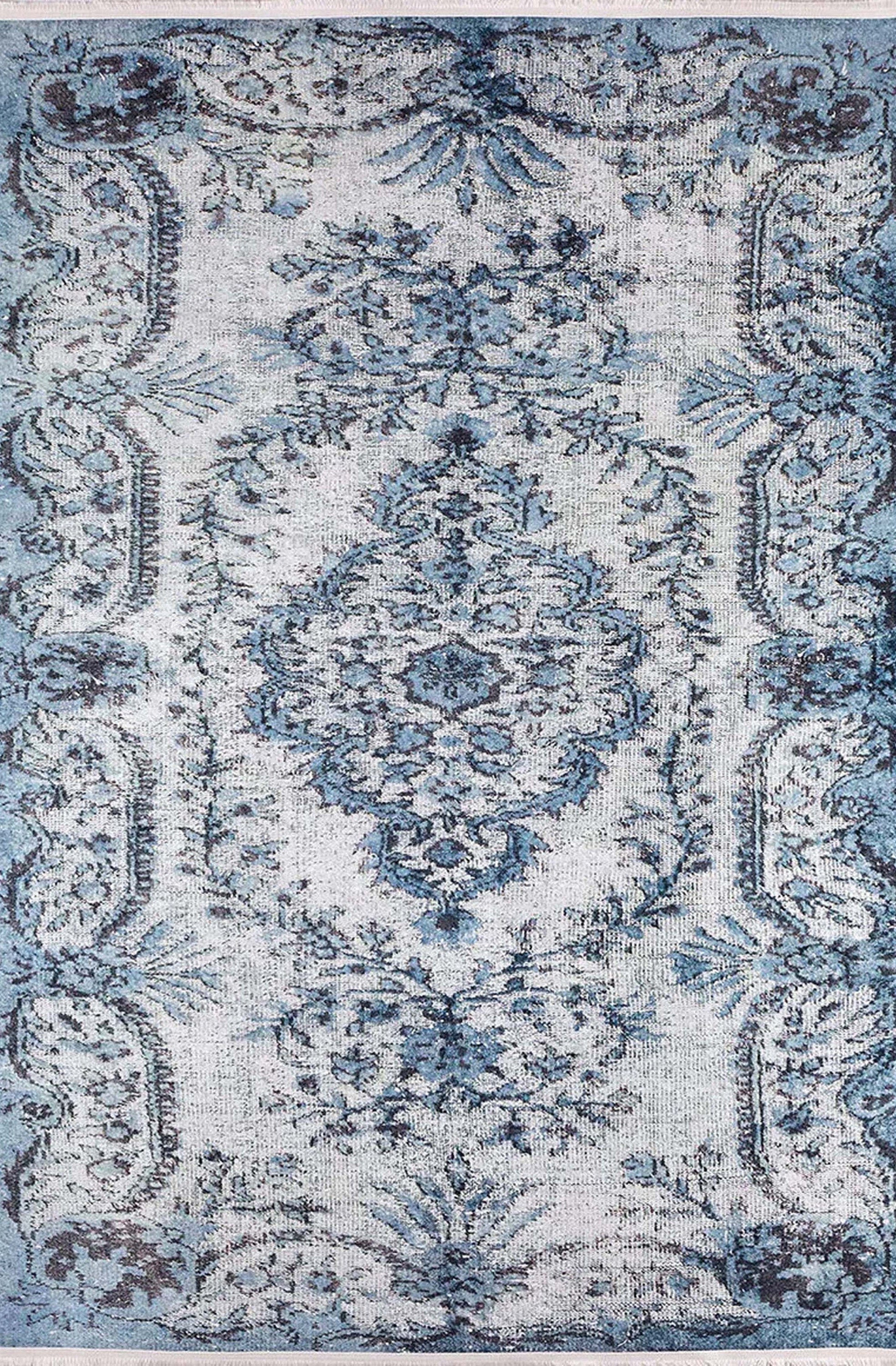 Mona Distressed Turkish Blue Rug