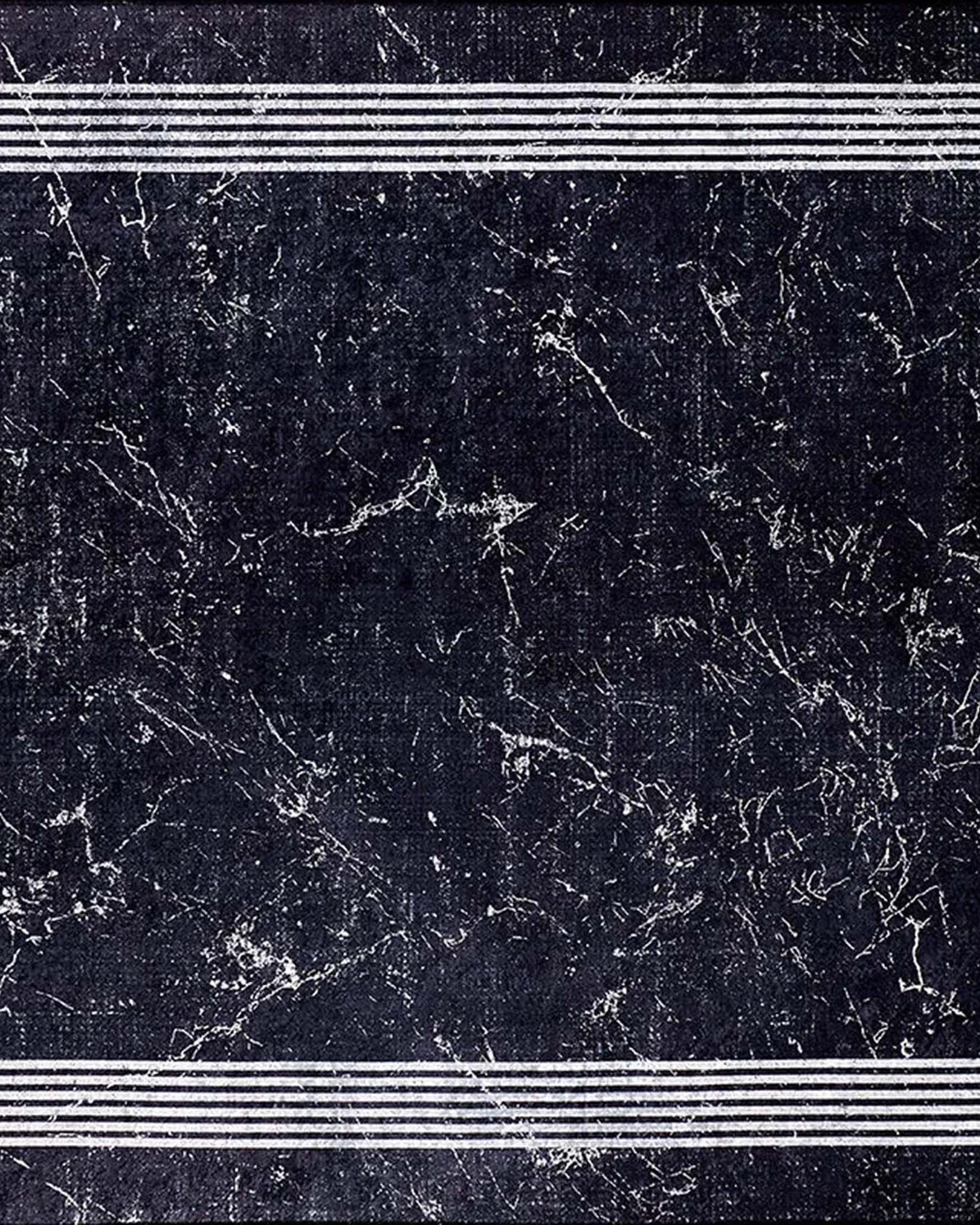 Mora Turkish Modern Marble Black Rug