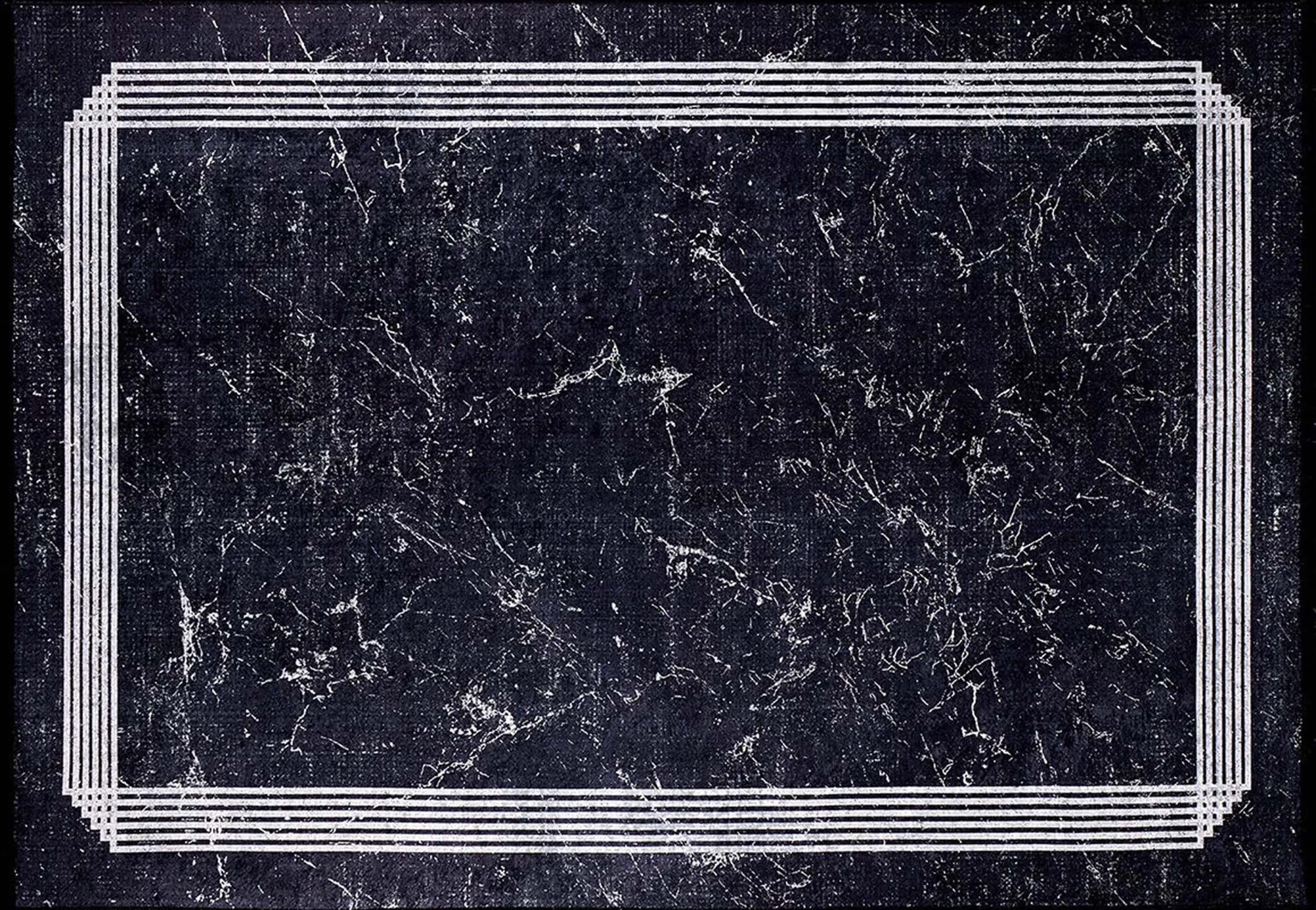 Mora Turkish Modern Marble Black Rug