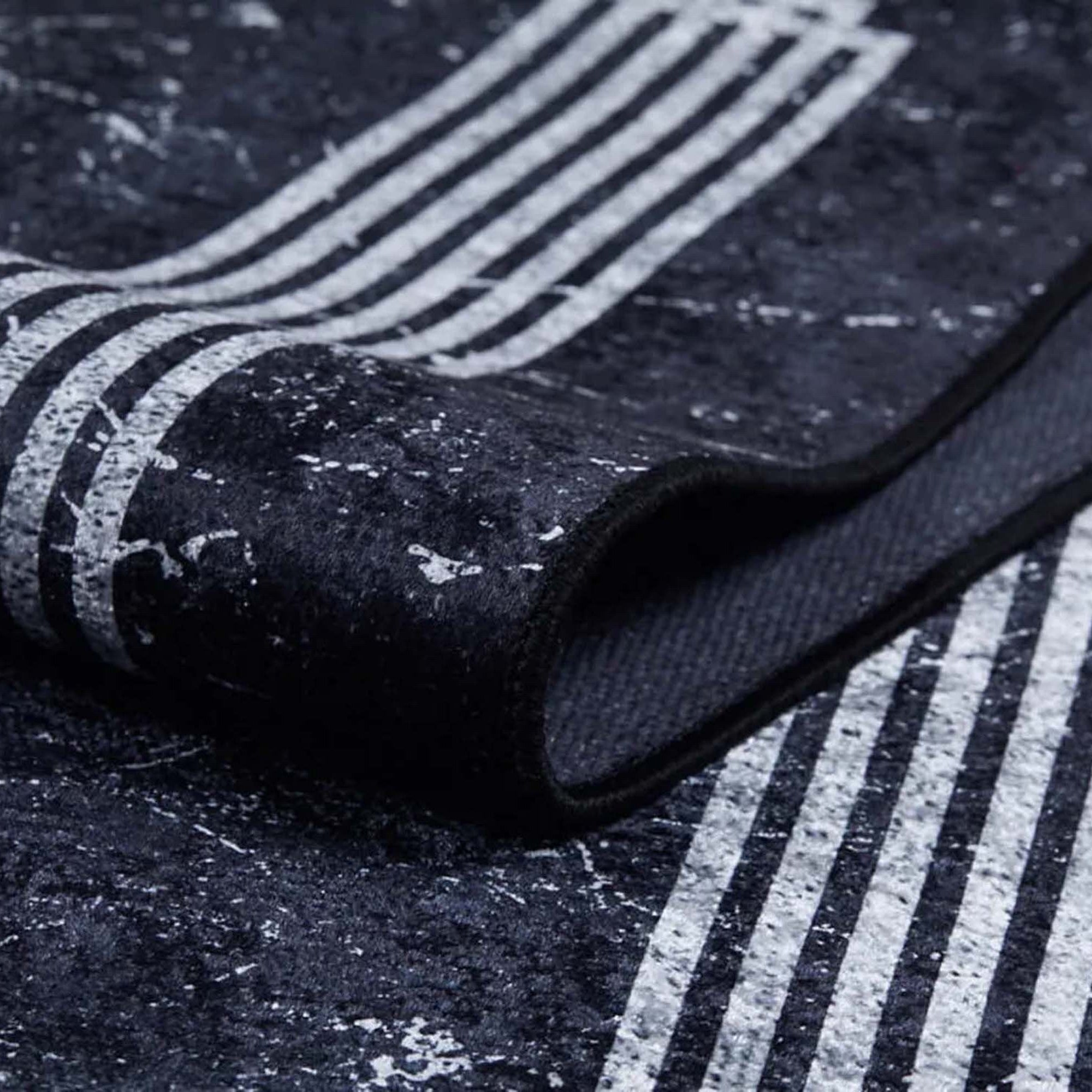 Mora Turkish Modern Marble Black Rug