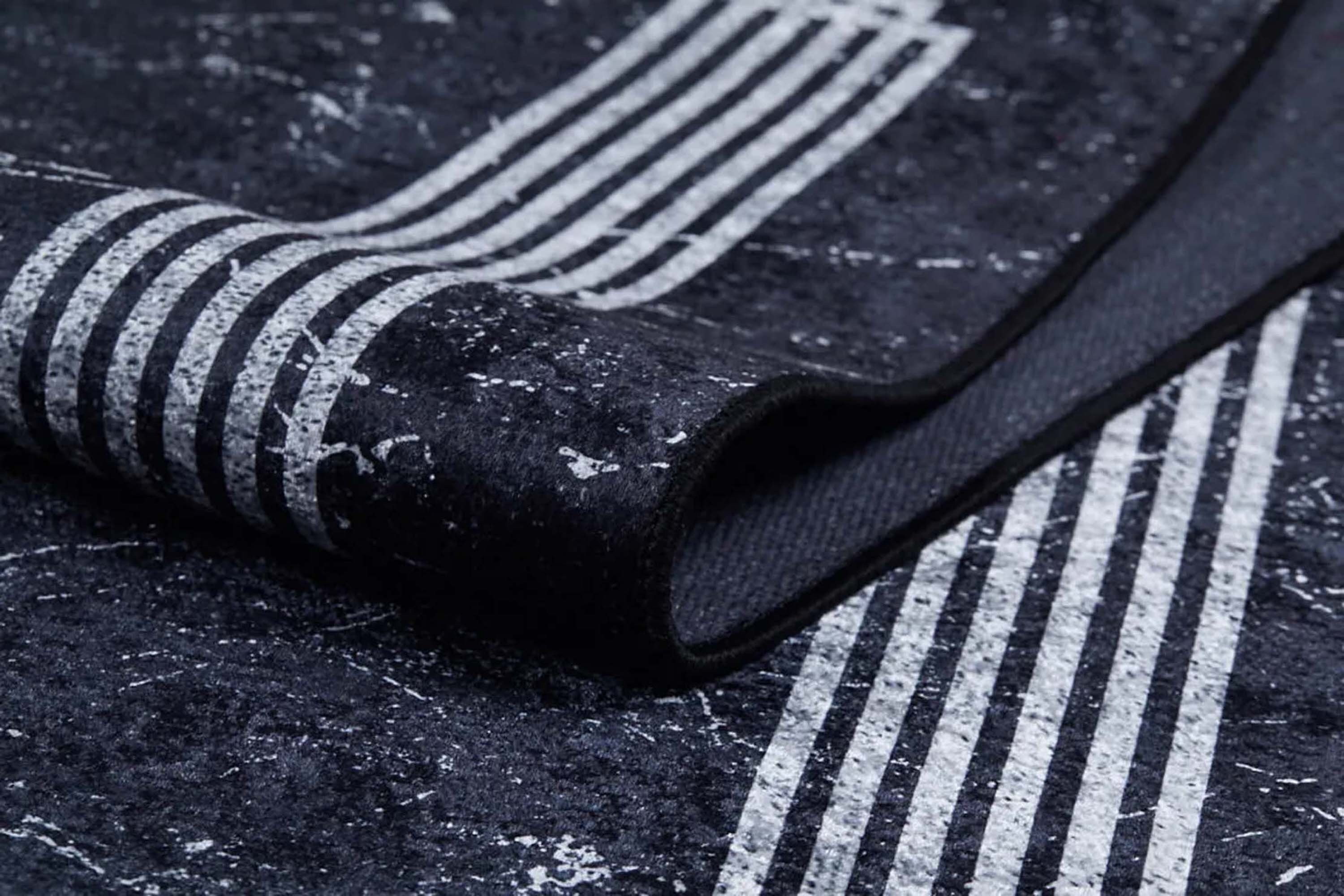 Mora Turkish Modern Marble Black Rug