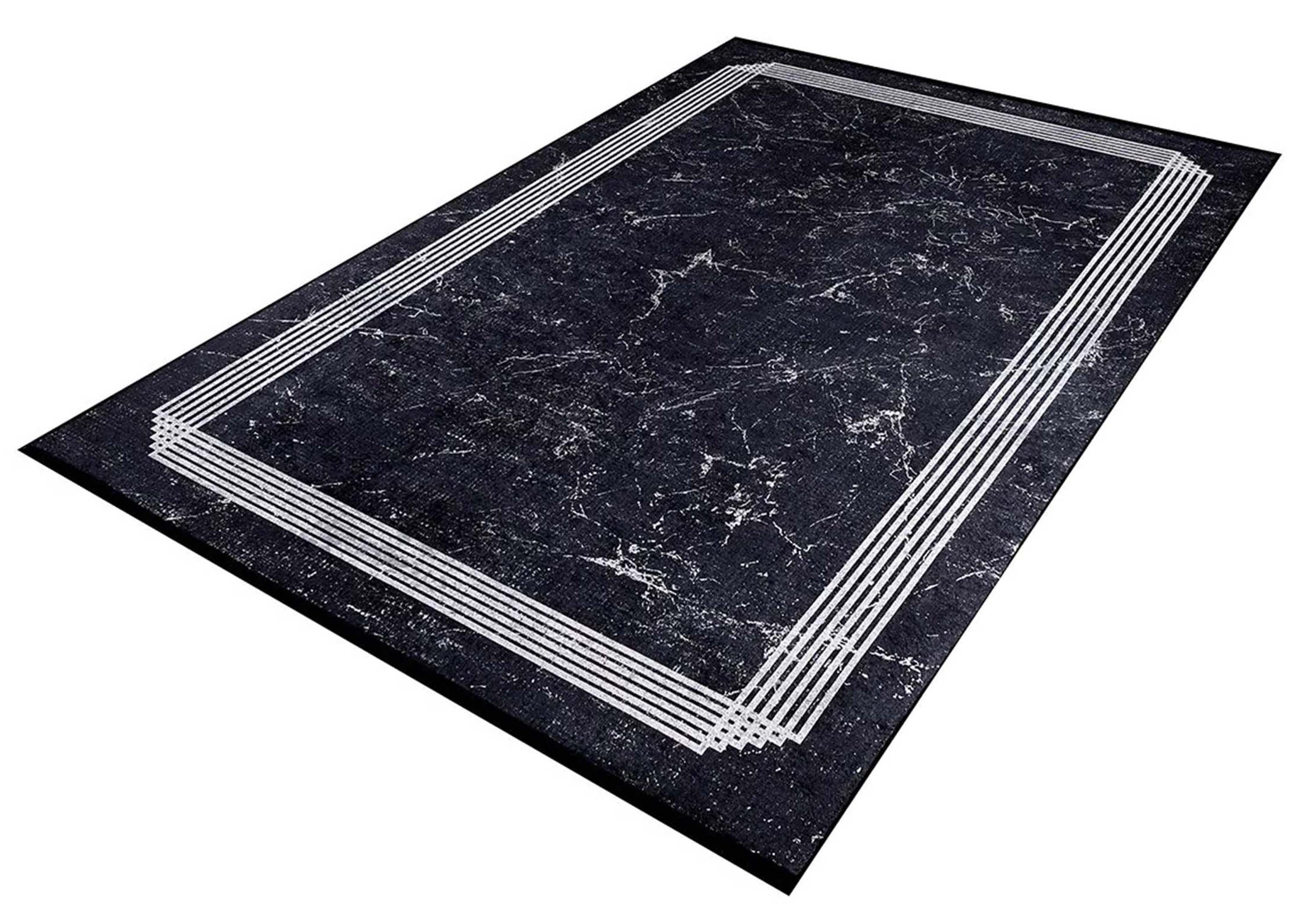 Mora Turkish Modern Marble Black Rug