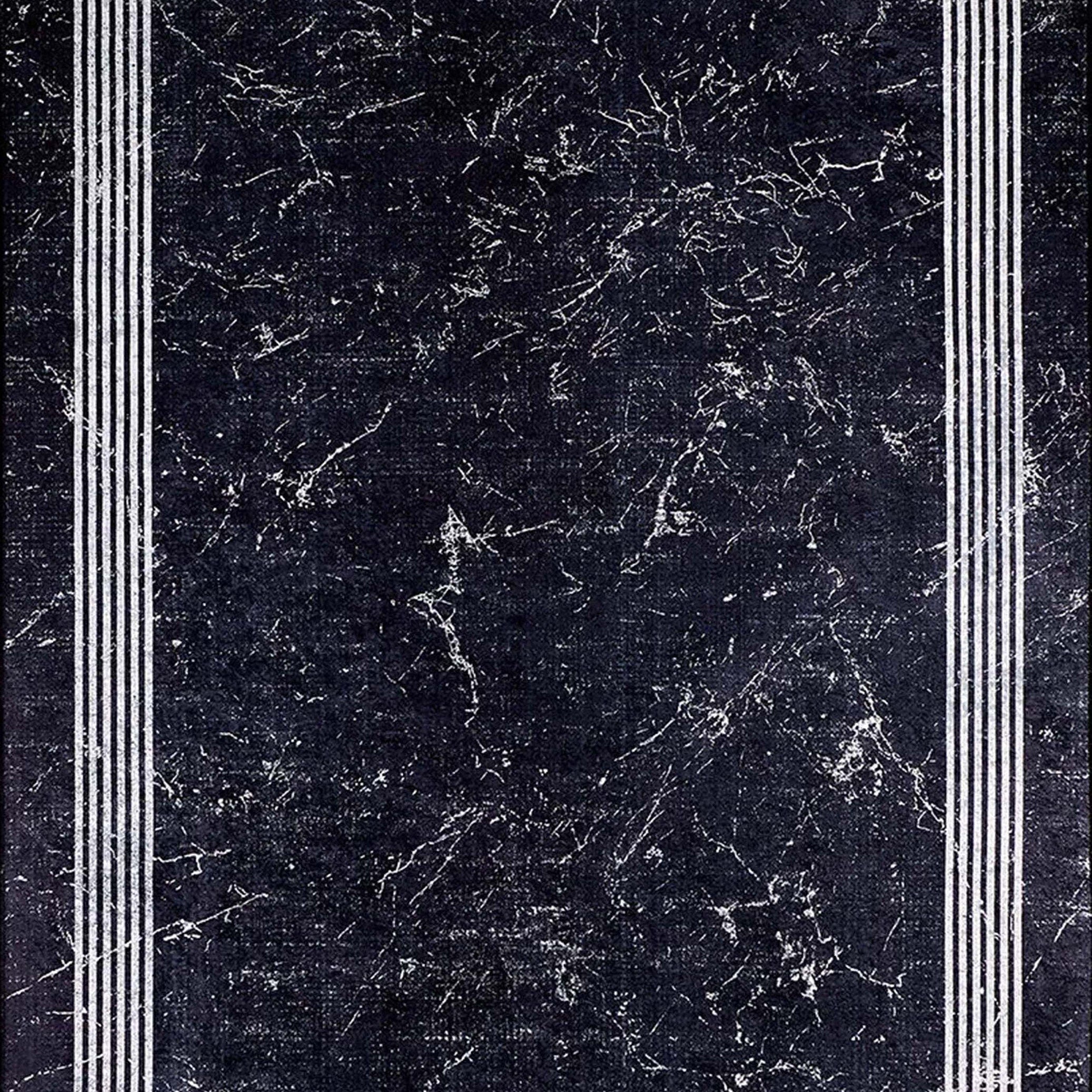 Mora Turkish Modern Marble Black Rug