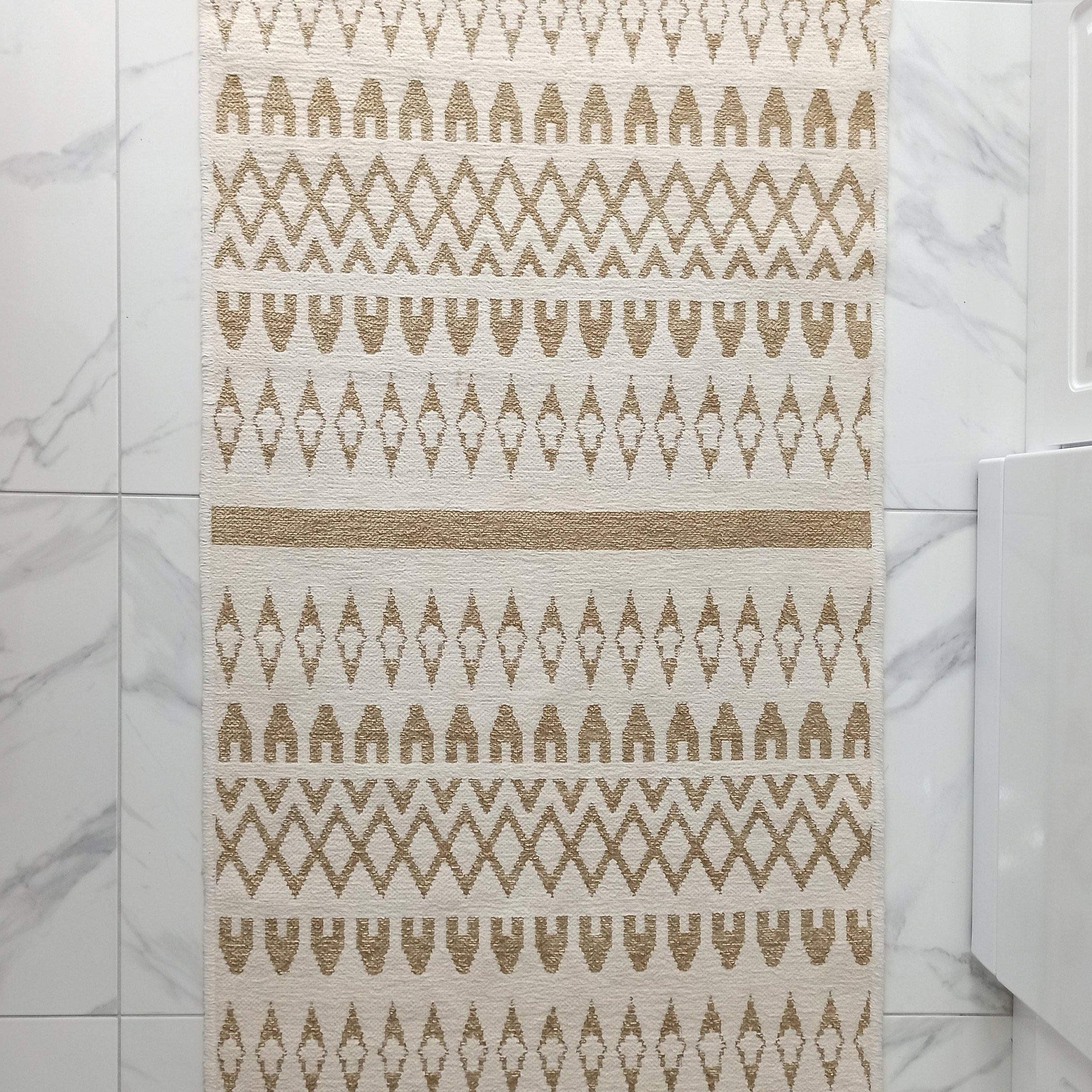 NEU Runner Kilim White Beige Flatweave Rug