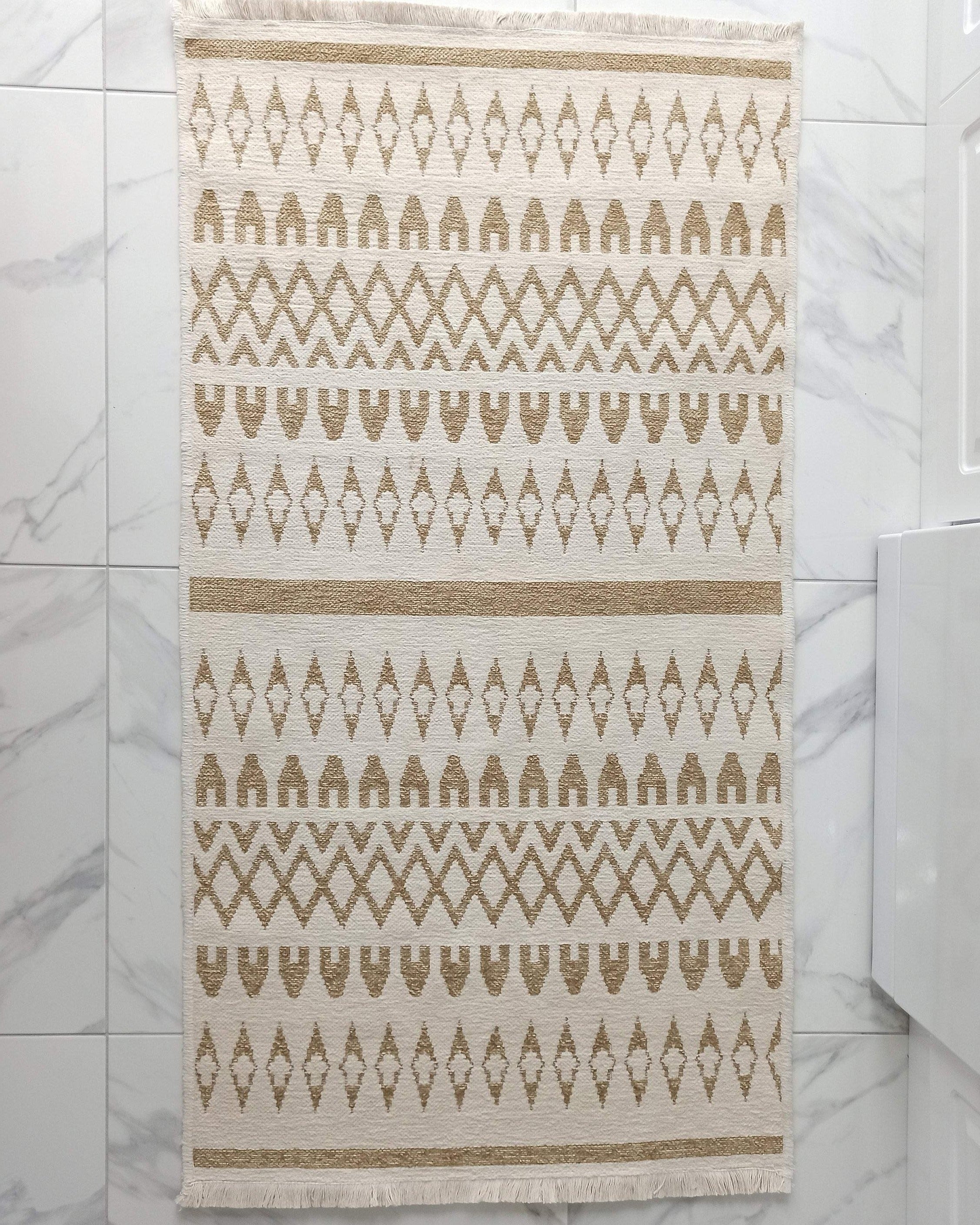 NEU Runner Kilim White Beige Flatweave Rug