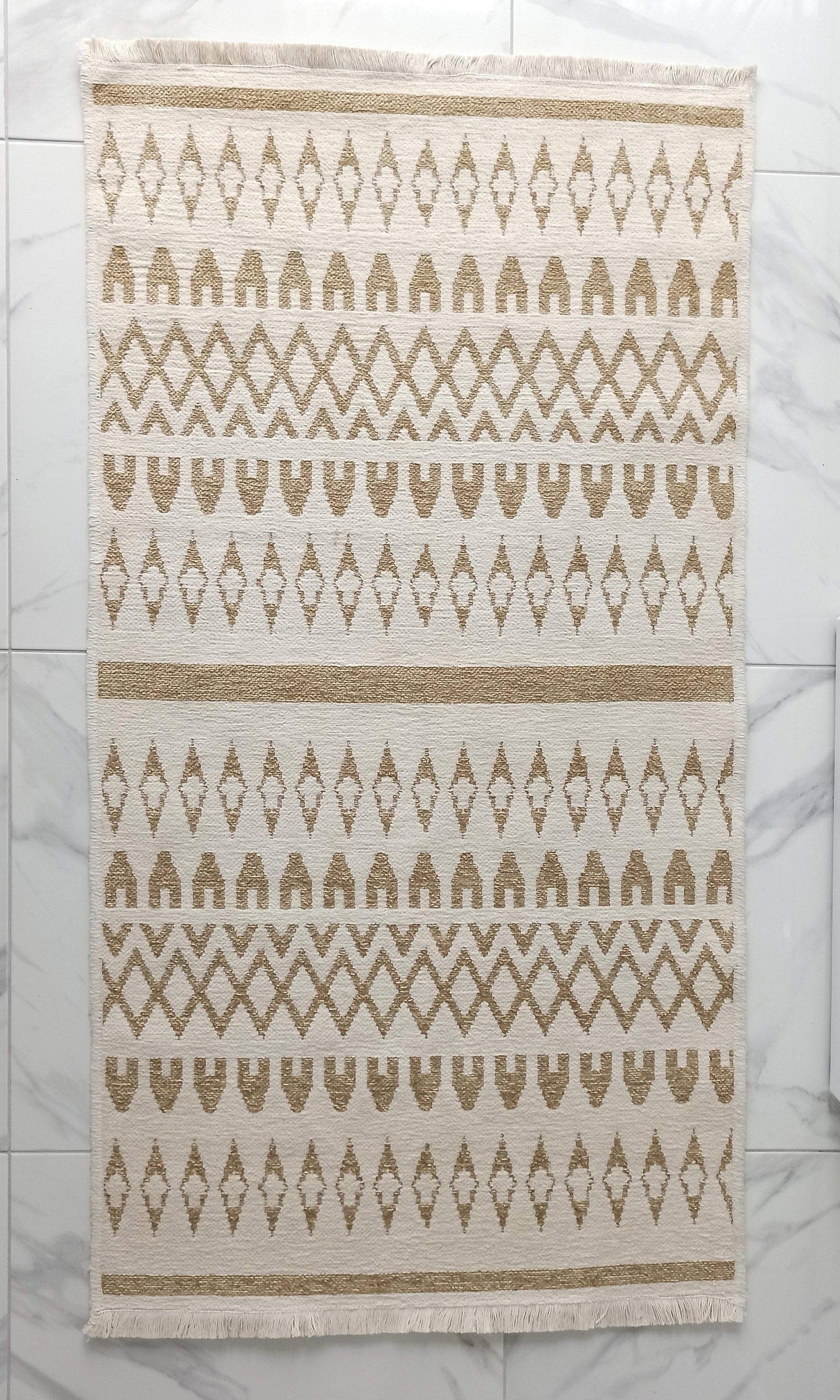NEU Runner Kilim White Beige Flatweave Rug