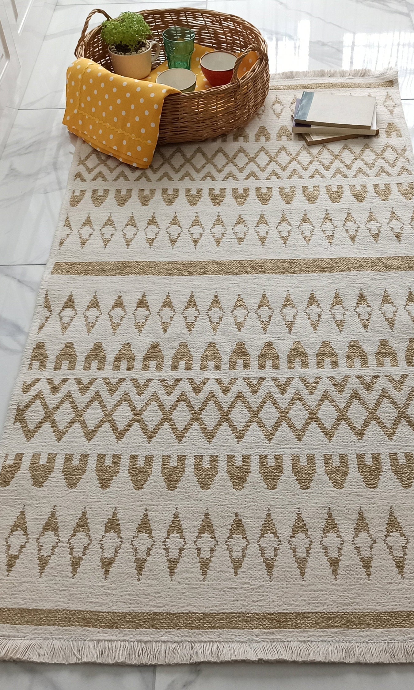 NEU Runner Kilim White Beige Flatweave Rug