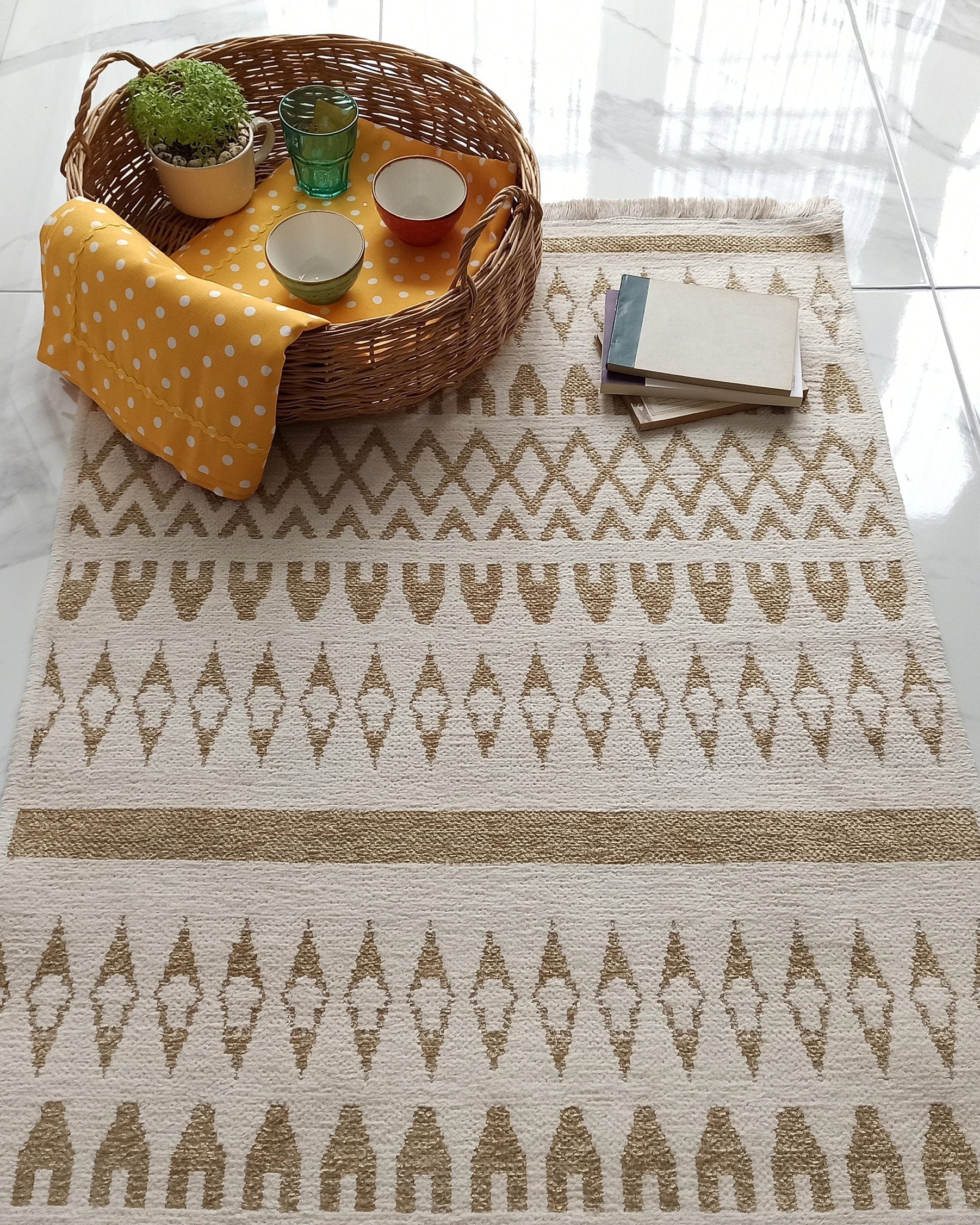 NEU Runner Kilim White Beige Flatweave Rug