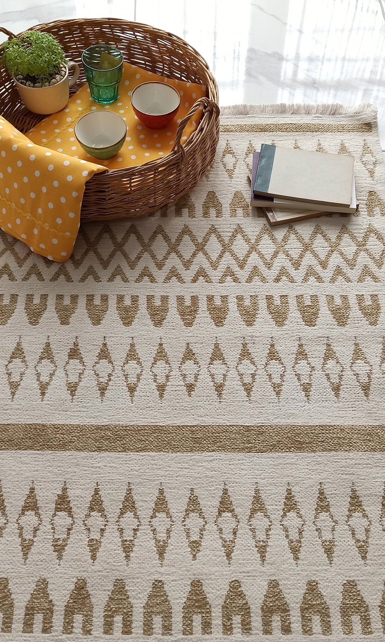 NEU Runner Kilim White Beige Flatweave Rug