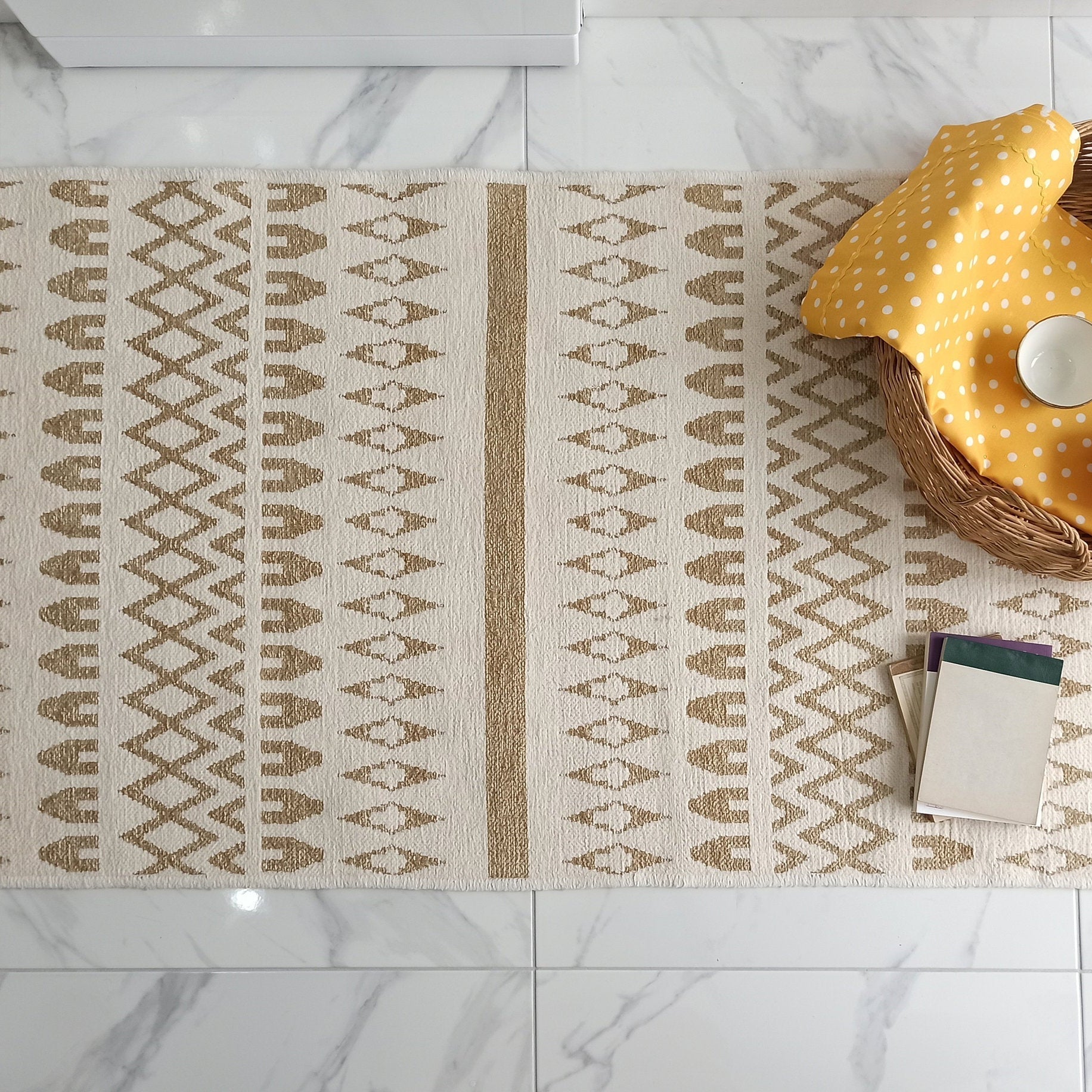 NEU Runner Kilim White Beige Flatweave Rug