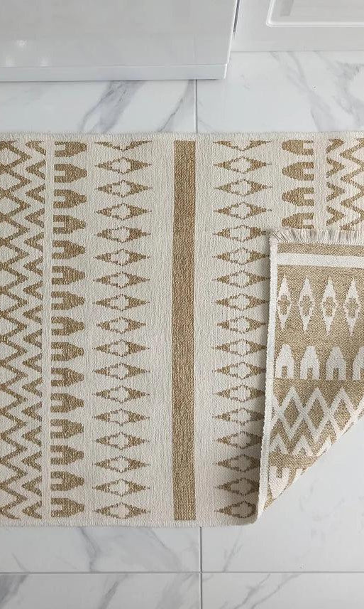 NEU Runner Kilim White Beige Flatweave Rug
