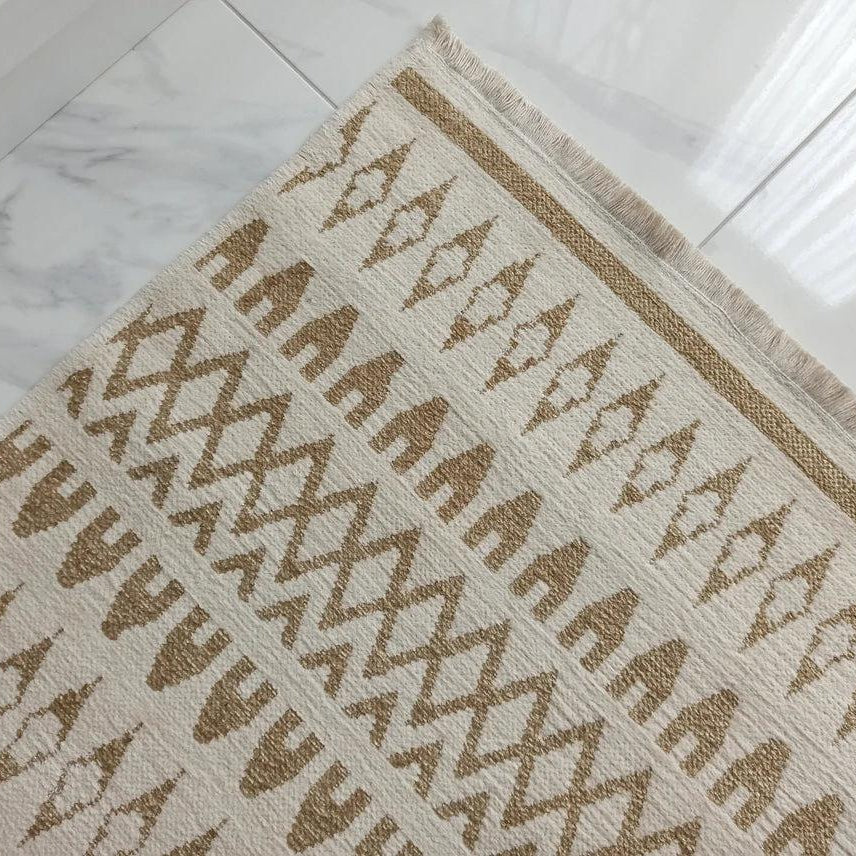 NEU Runner Kilim White Beige Flatweave Rug