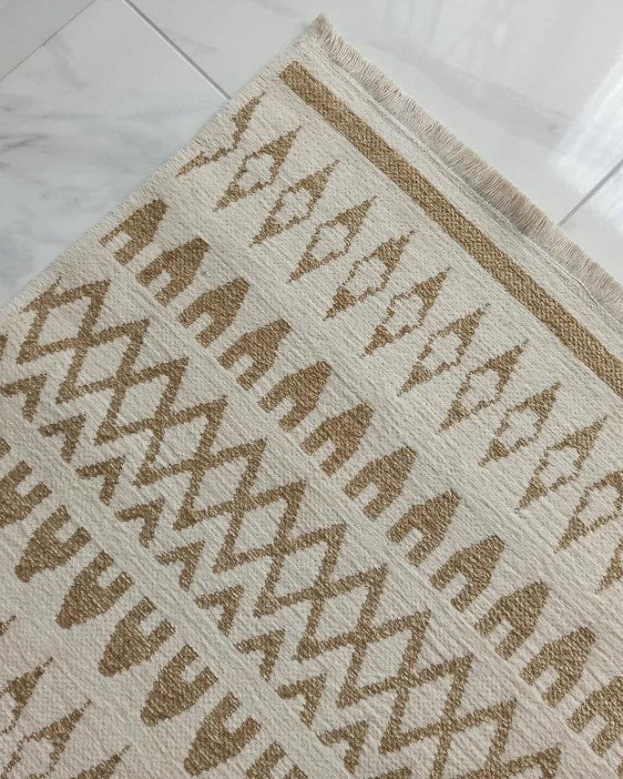 NEU Runner Kilim White Beige Flatweave Rug