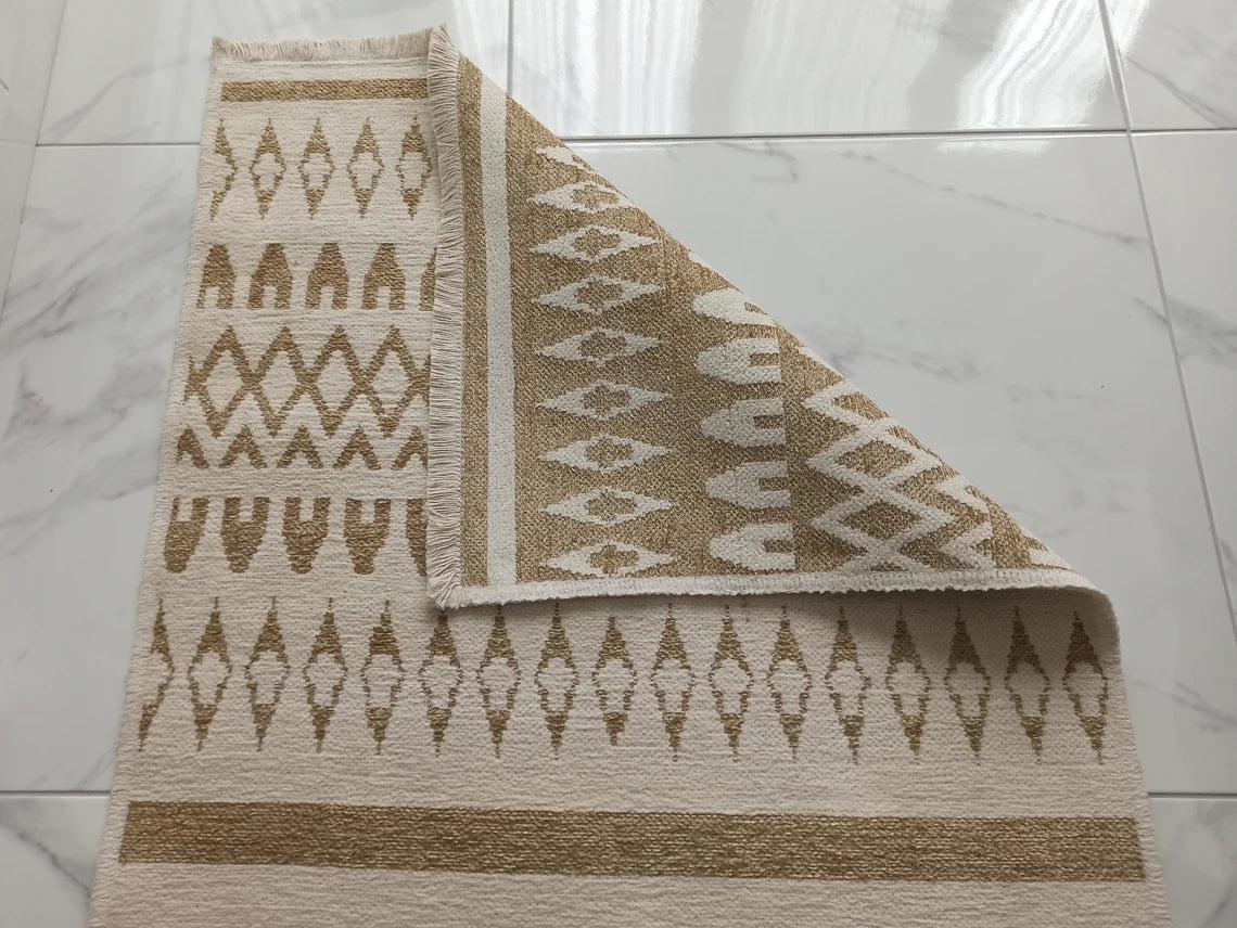 NEU Runner Kilim White Beige Flatweave Rug