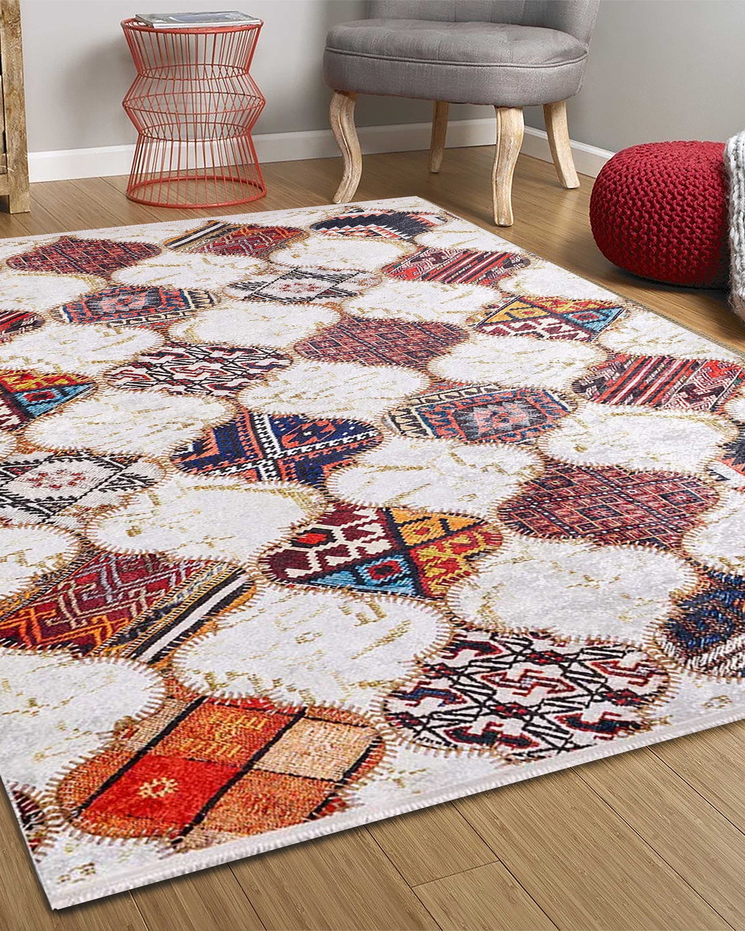 Naima Moroccan Trellis Patchwork Colorful Rug