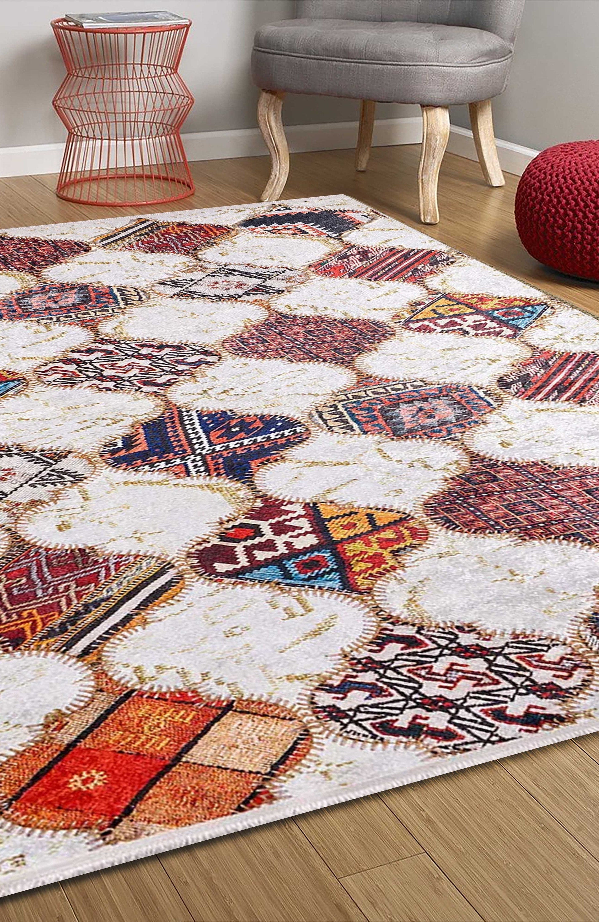 Naima Moroccan Trellis Patchwork Colorful Rug