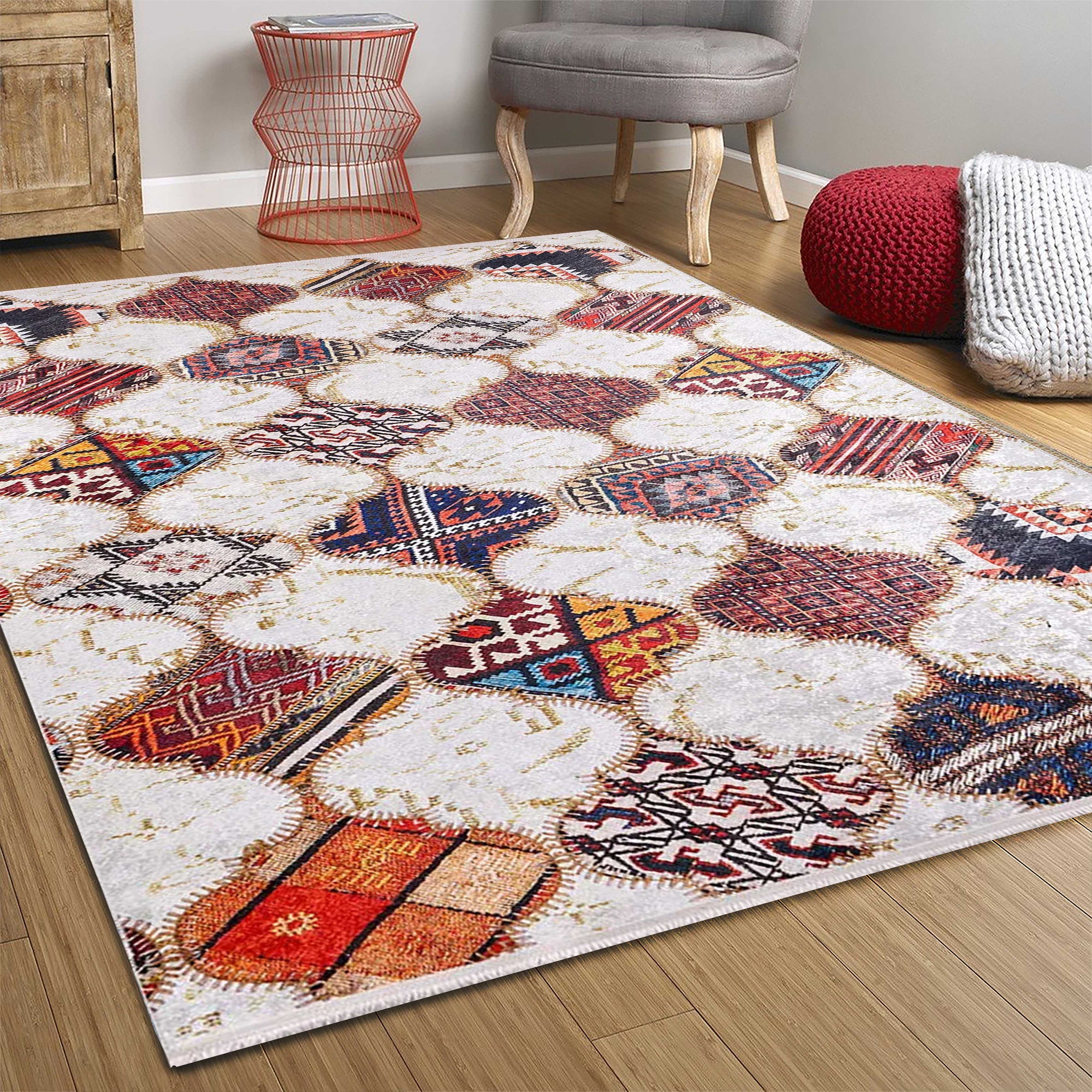 Naima Moroccan Trellis Patchwork Colorful Rug