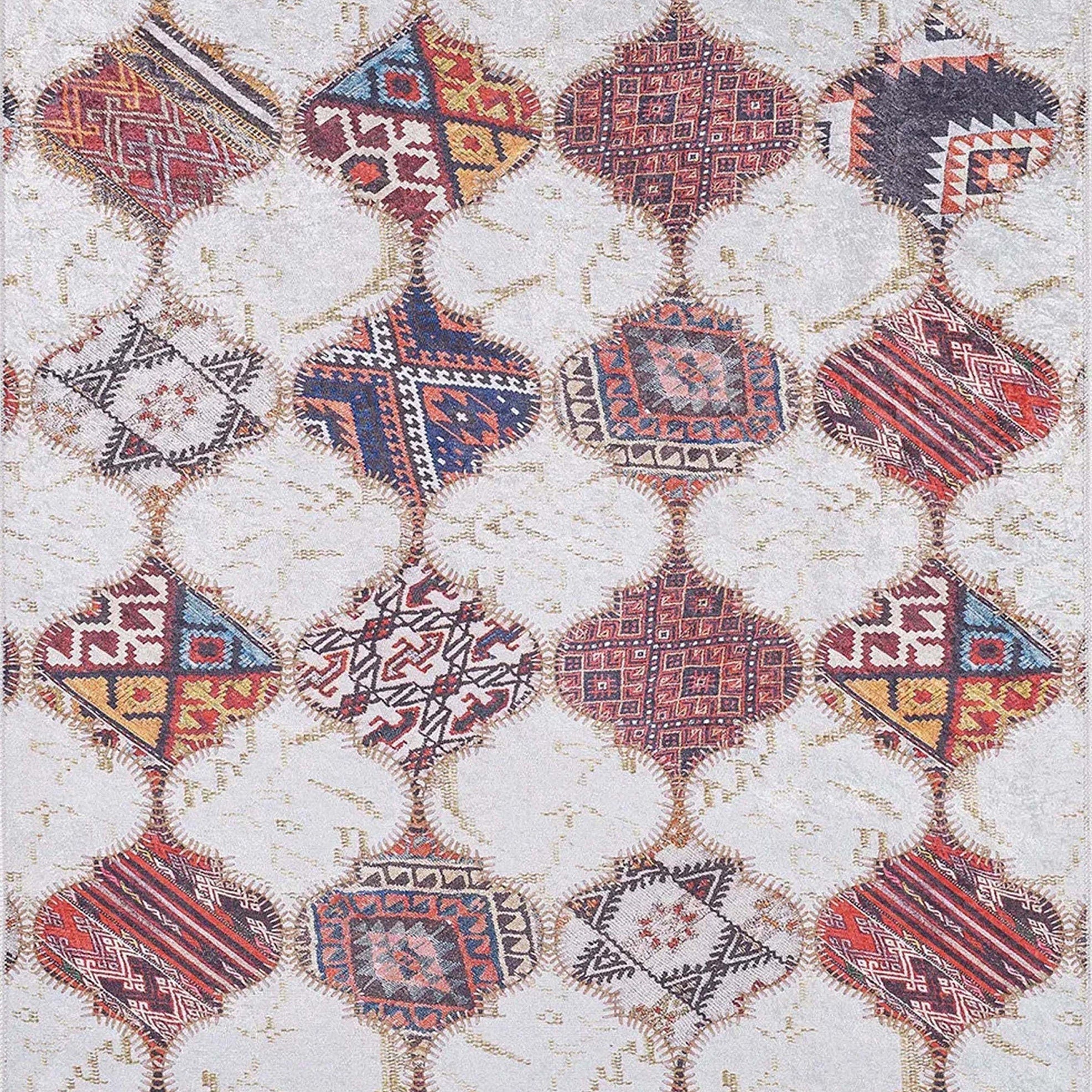 Naima Moroccan Trellis Patchwork Colorful Rug