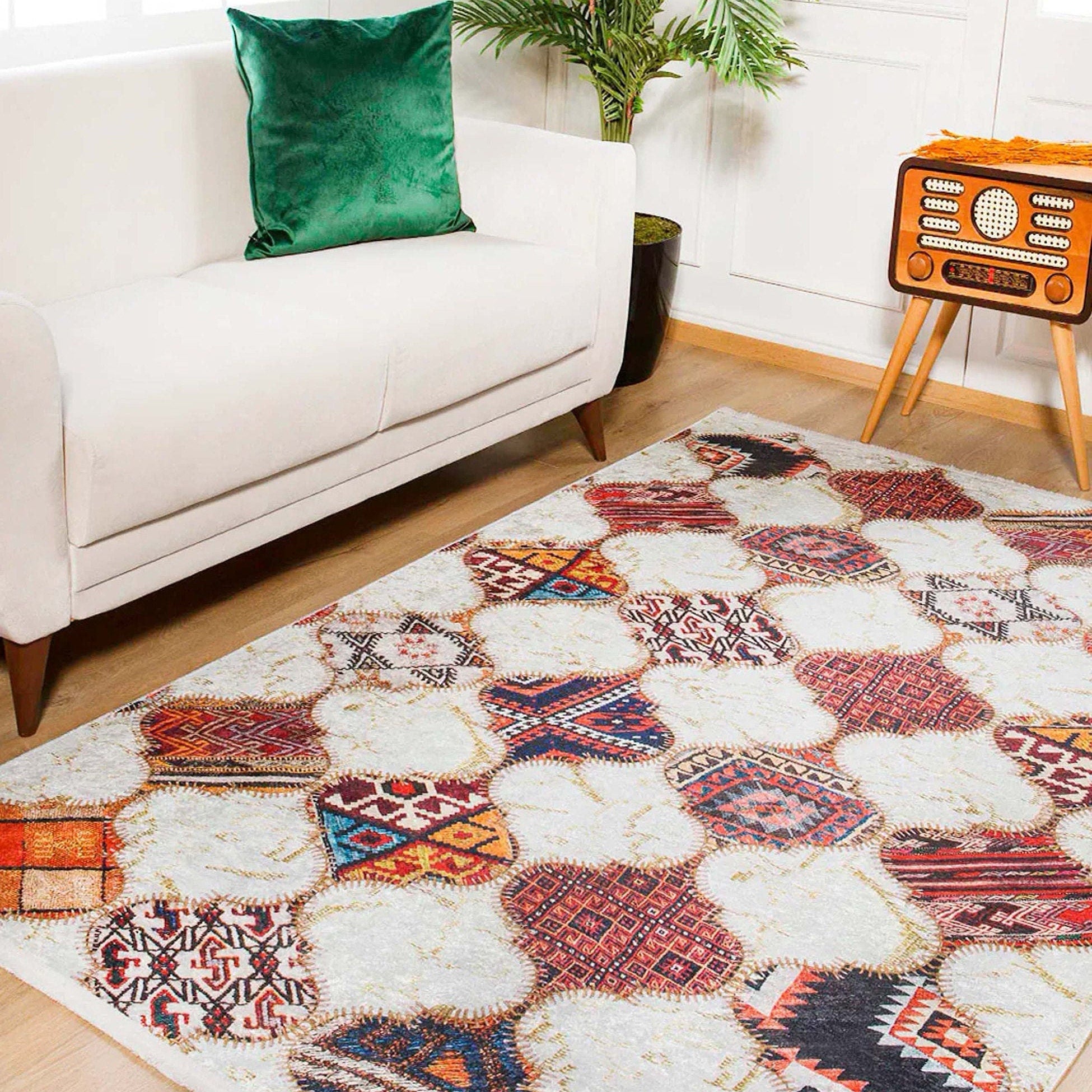 Naima Moroccan Trellis Patchwork Colorful Rug