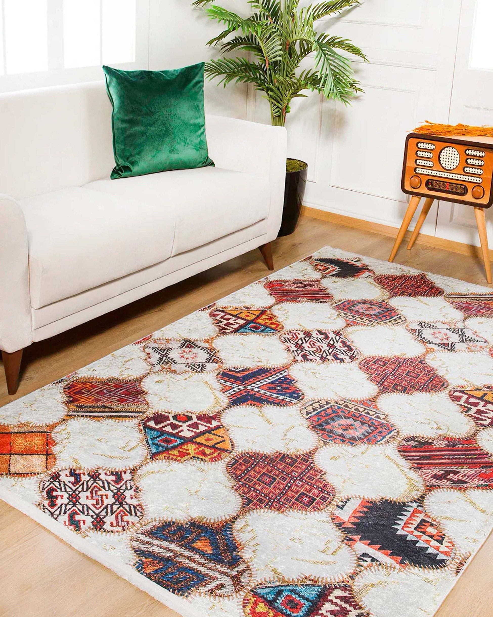Naima Moroccan Trellis Patchwork Colorful Rug