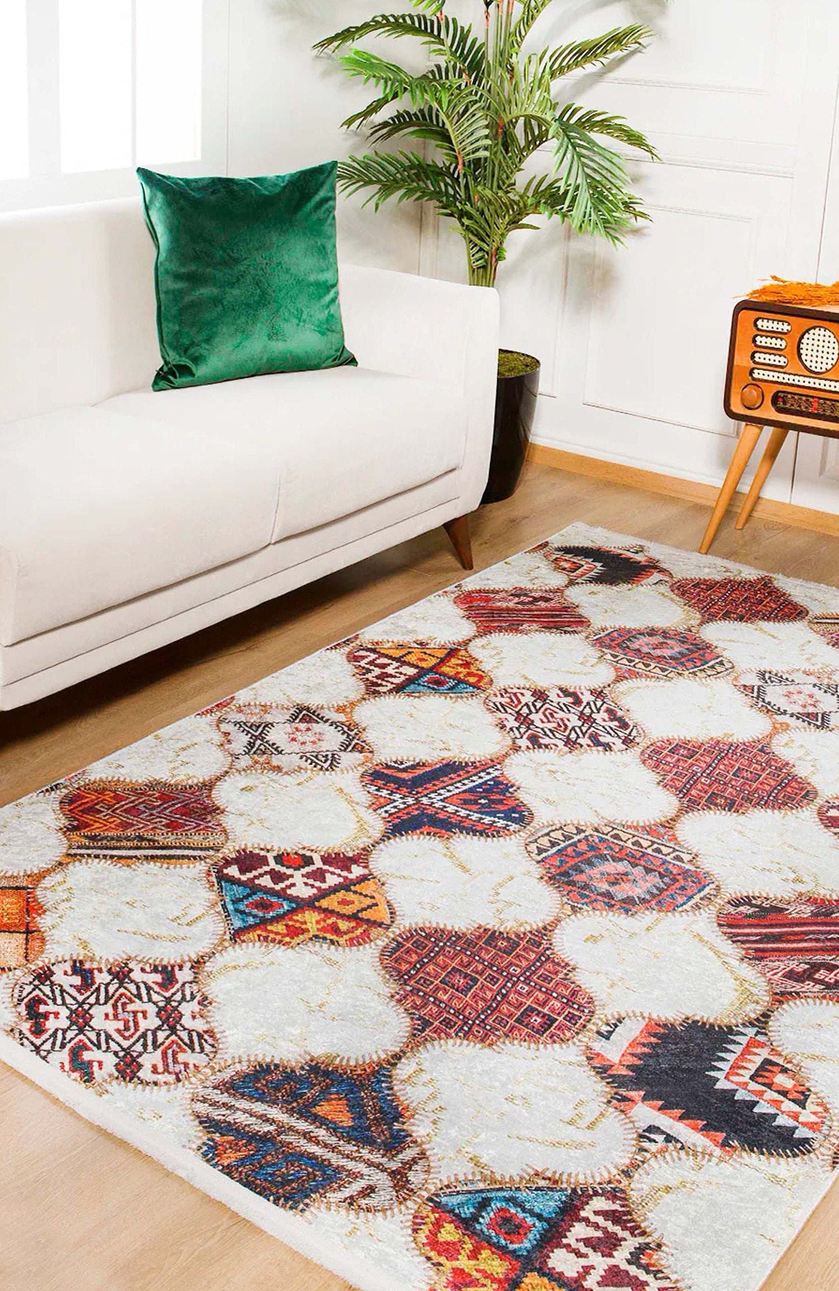 Naima Moroccan Trellis Patchwork Colorful Rug