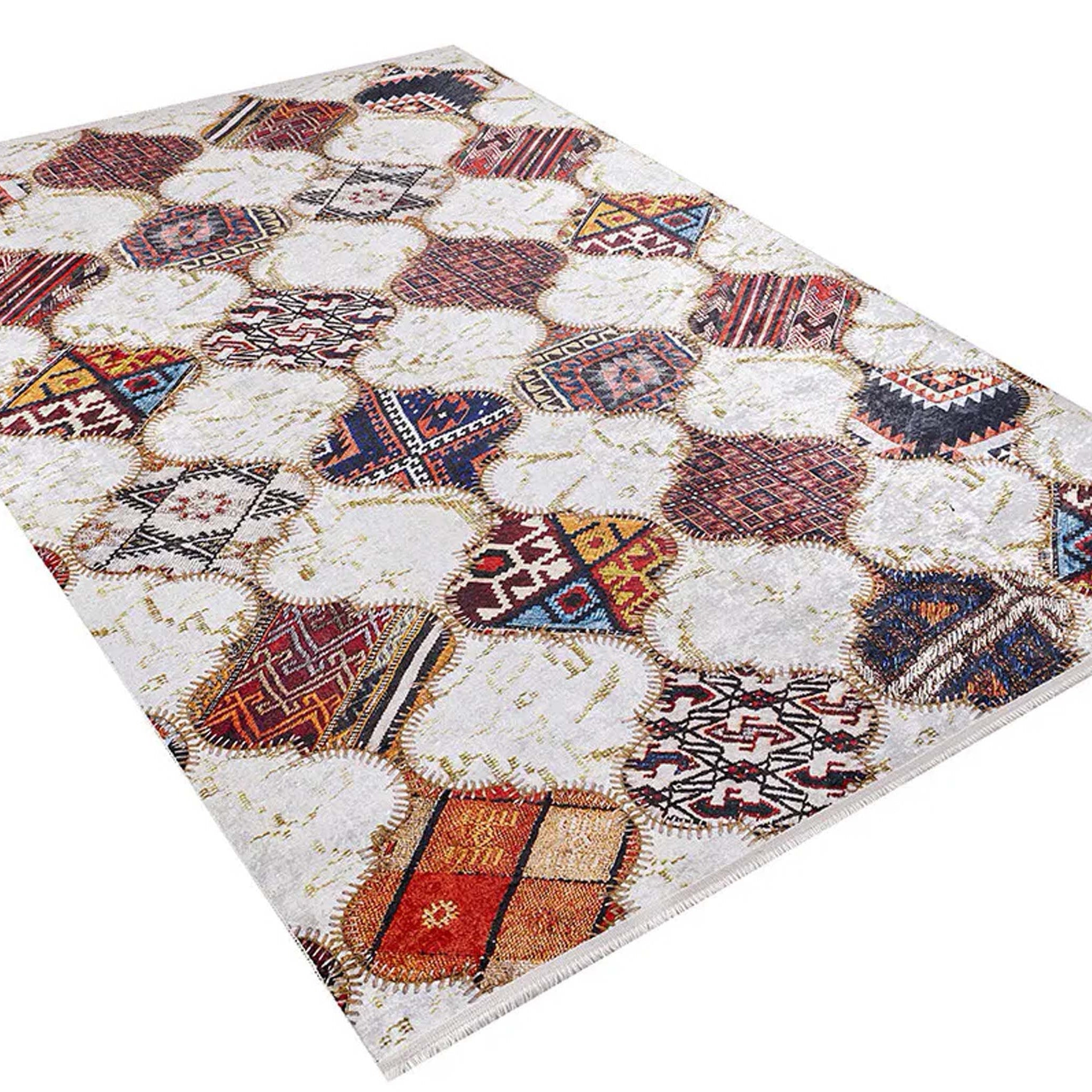 Naima Moroccan Trellis Patchwork Colorful Rug
