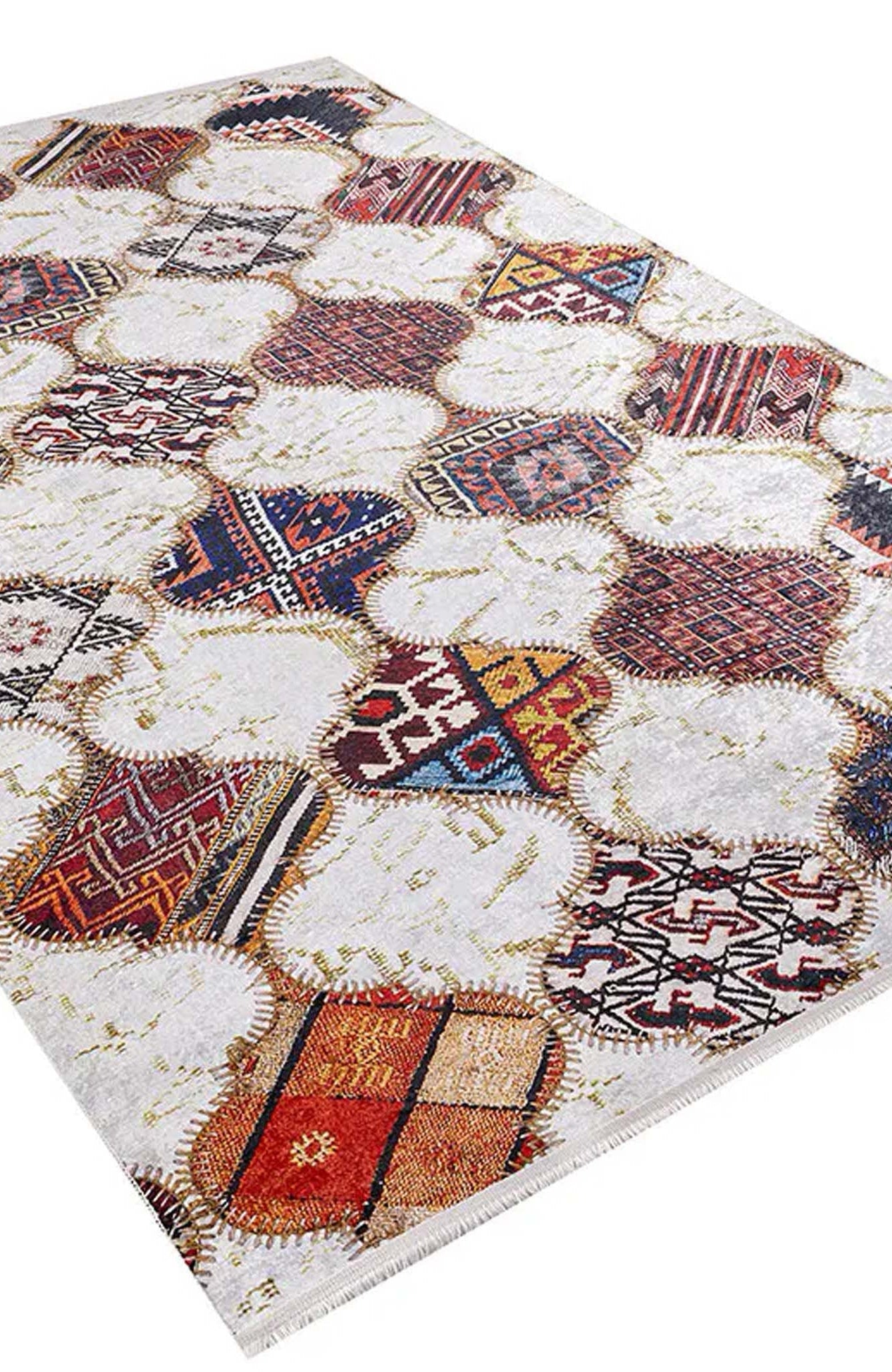Naima Moroccan Trellis Patchwork Colorful Rug