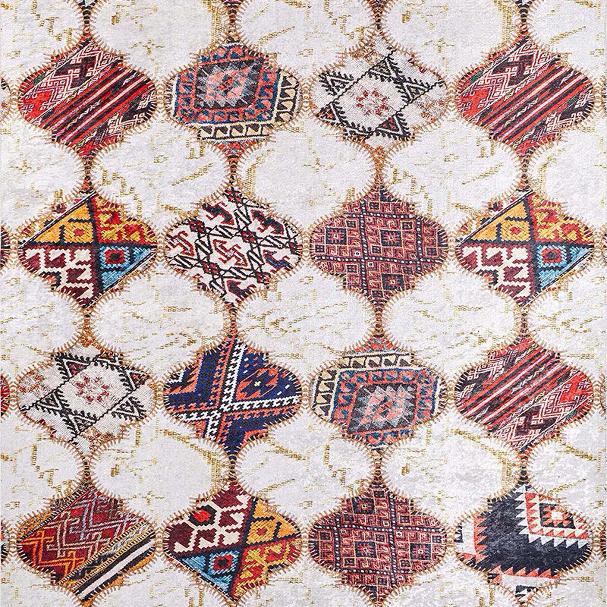 Naima Moroccan Trellis Patchwork Colorful Rug