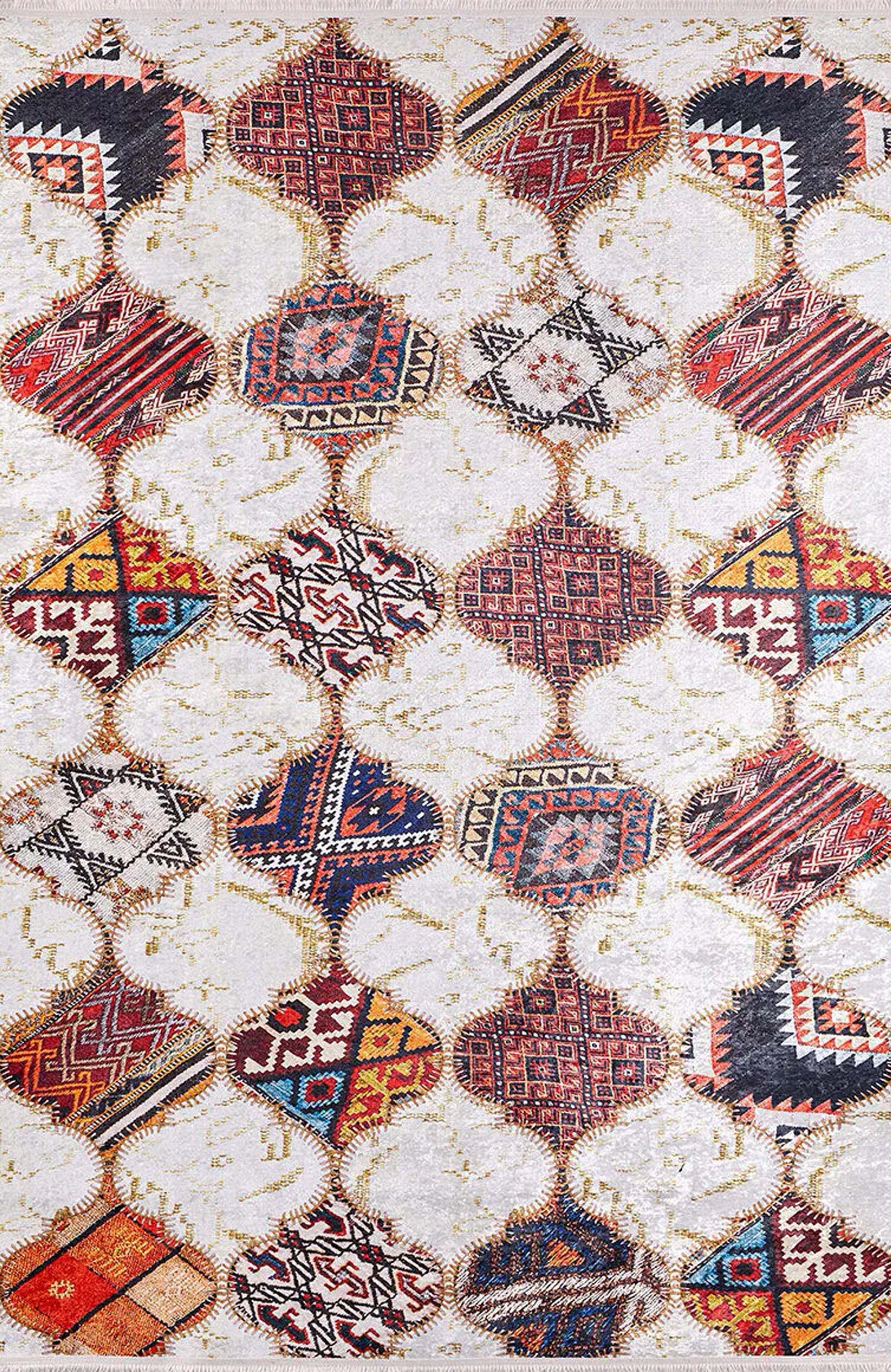 Naima Moroccan Trellis Patchwork Colorful Rug