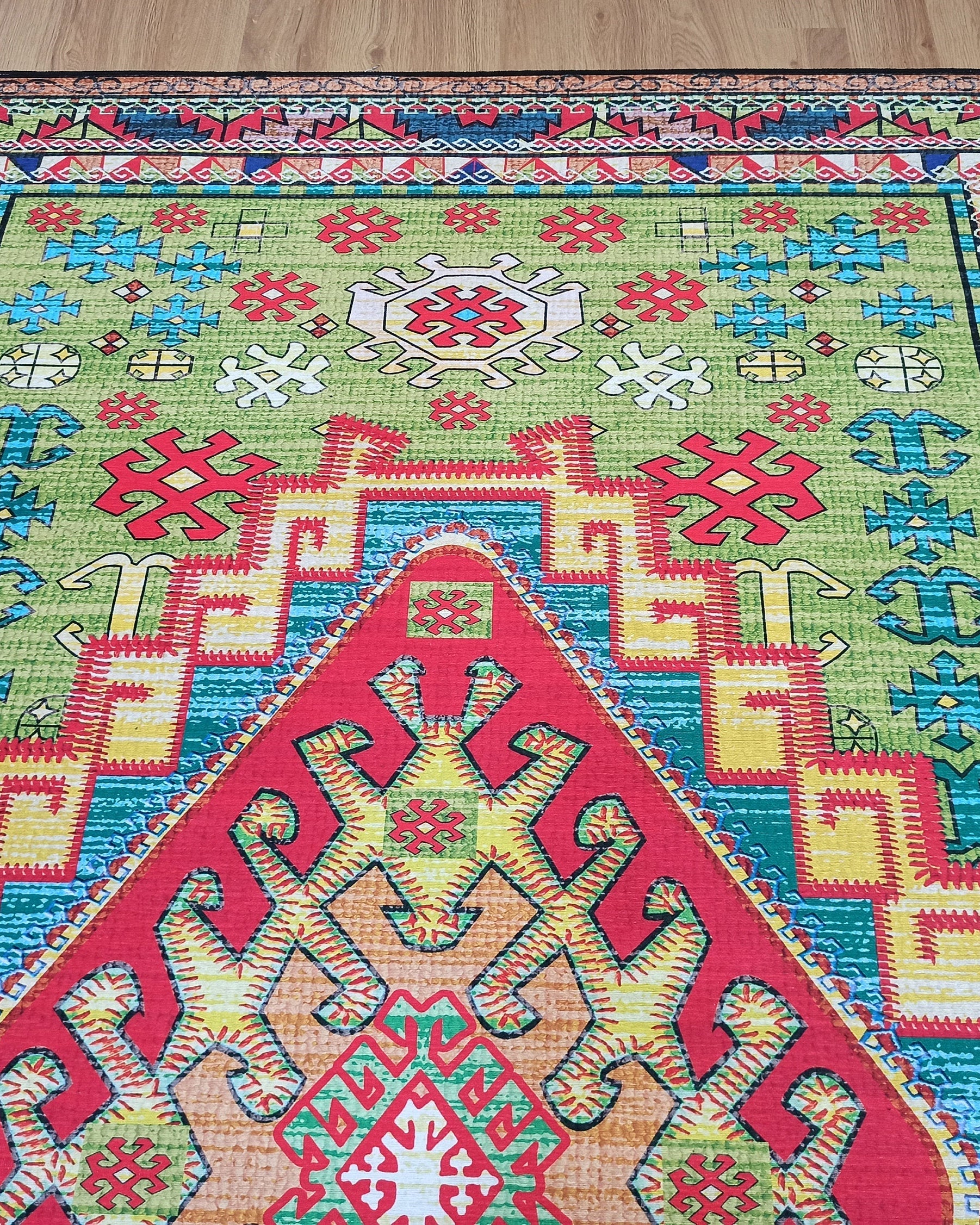Nalan Rug Oriental Colorful Green Red Rug