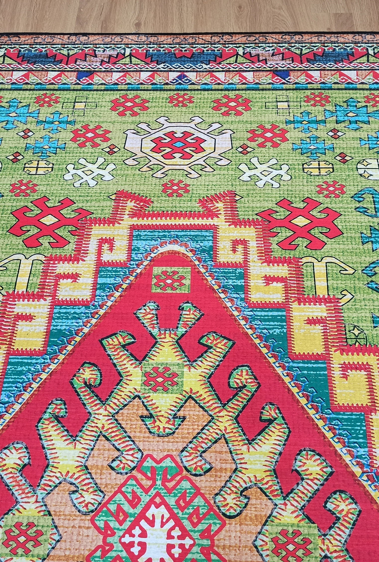 Nalan Rug Oriental Colorful Green Red Rug