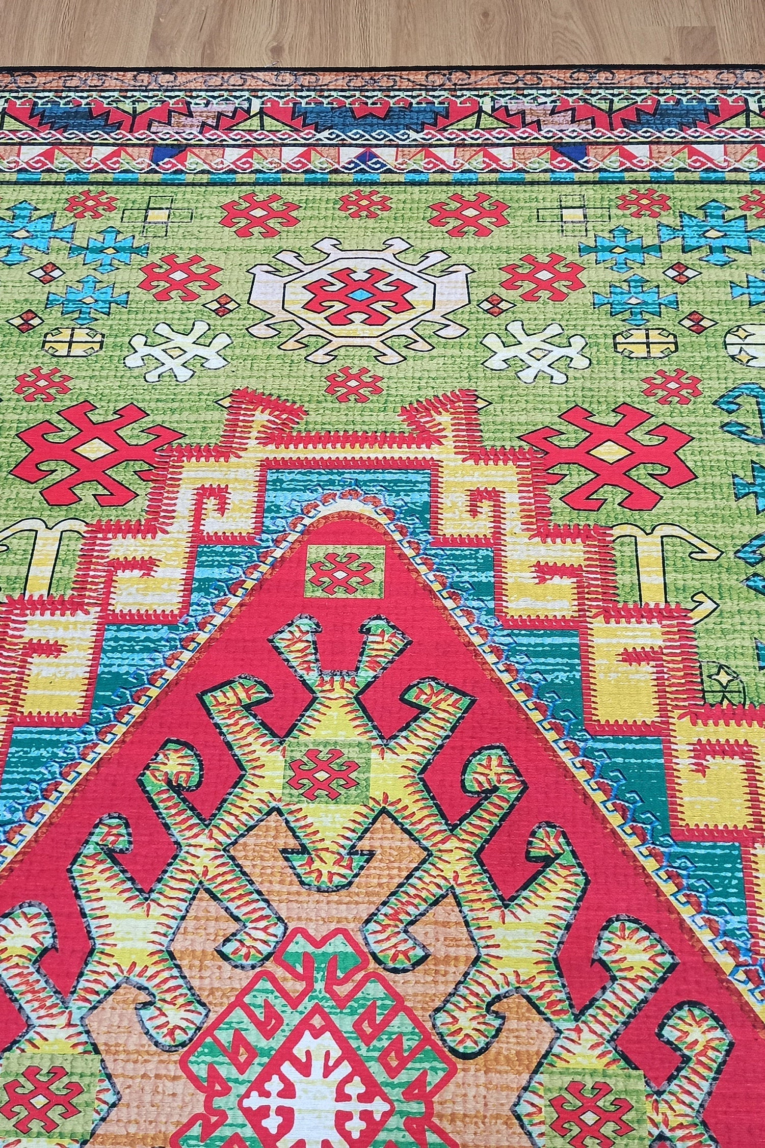 Nalan Rug Oriental Colorful Green Red Rug